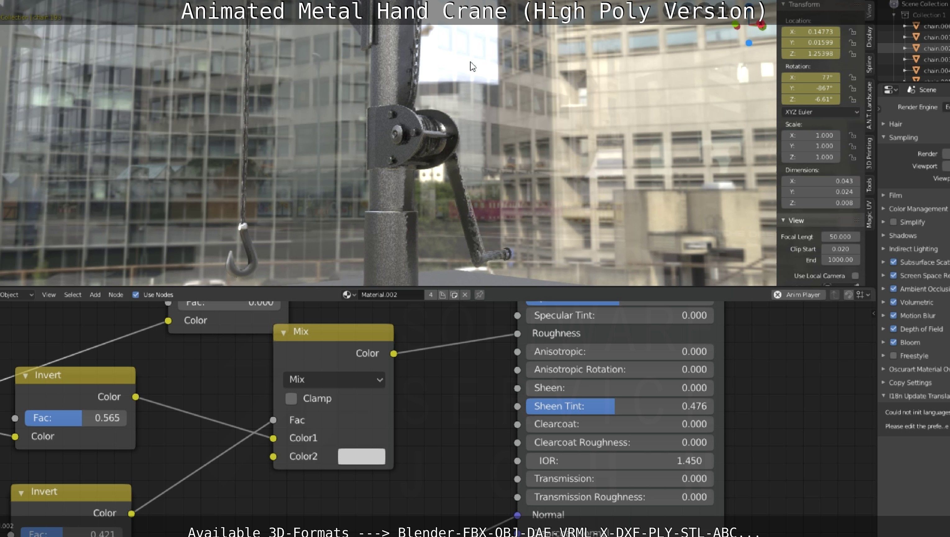 Animated Metal Hand Crane High-Poly Version 3D model_81