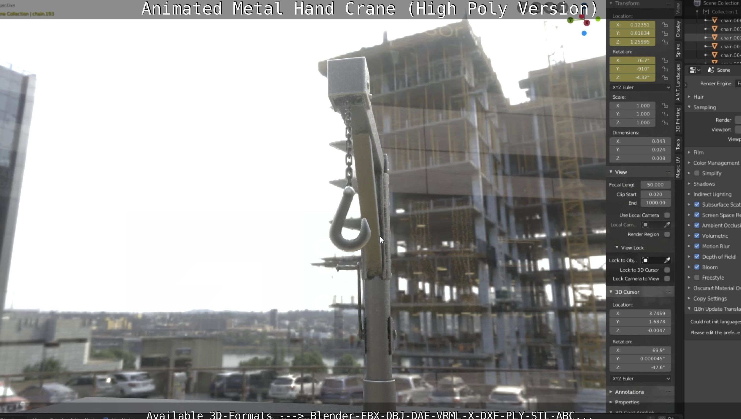 Animated Metal Hand Crane High-Poly Version 3D model_86