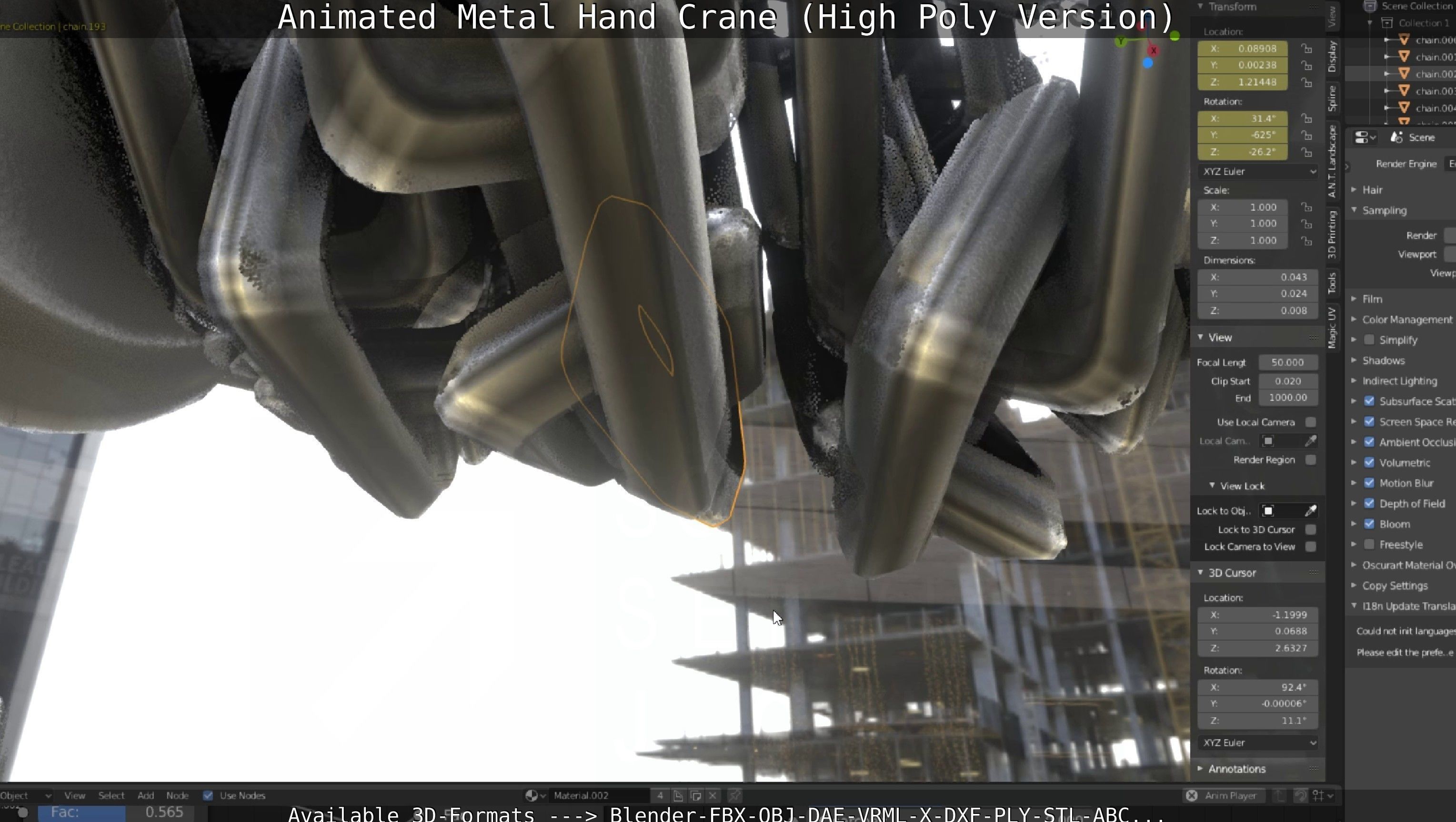 Animated Metal Hand Crane High-Poly Version 3D model_103