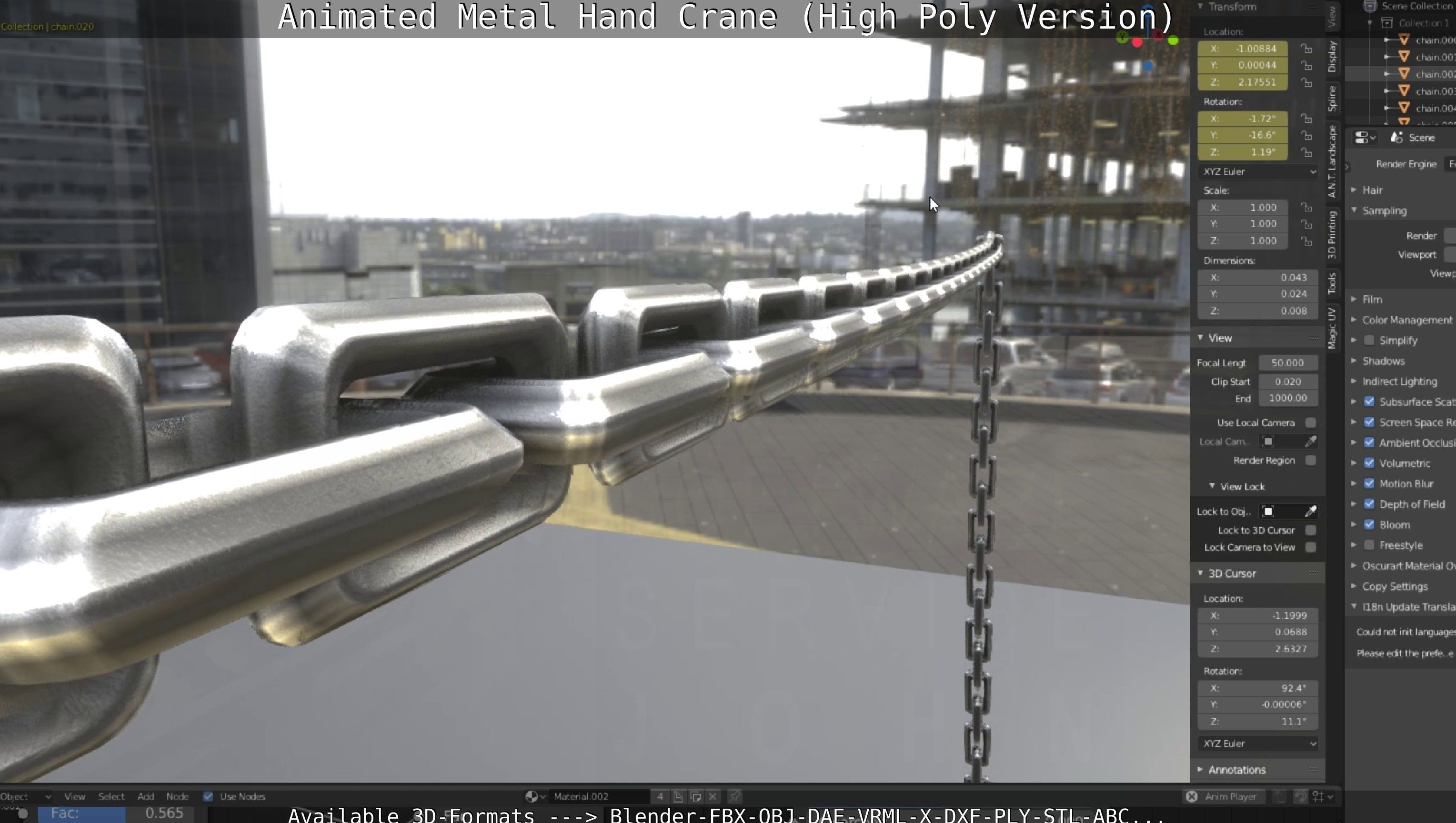 Animated Metal Hand Crane High-Poly Version 3D model_91