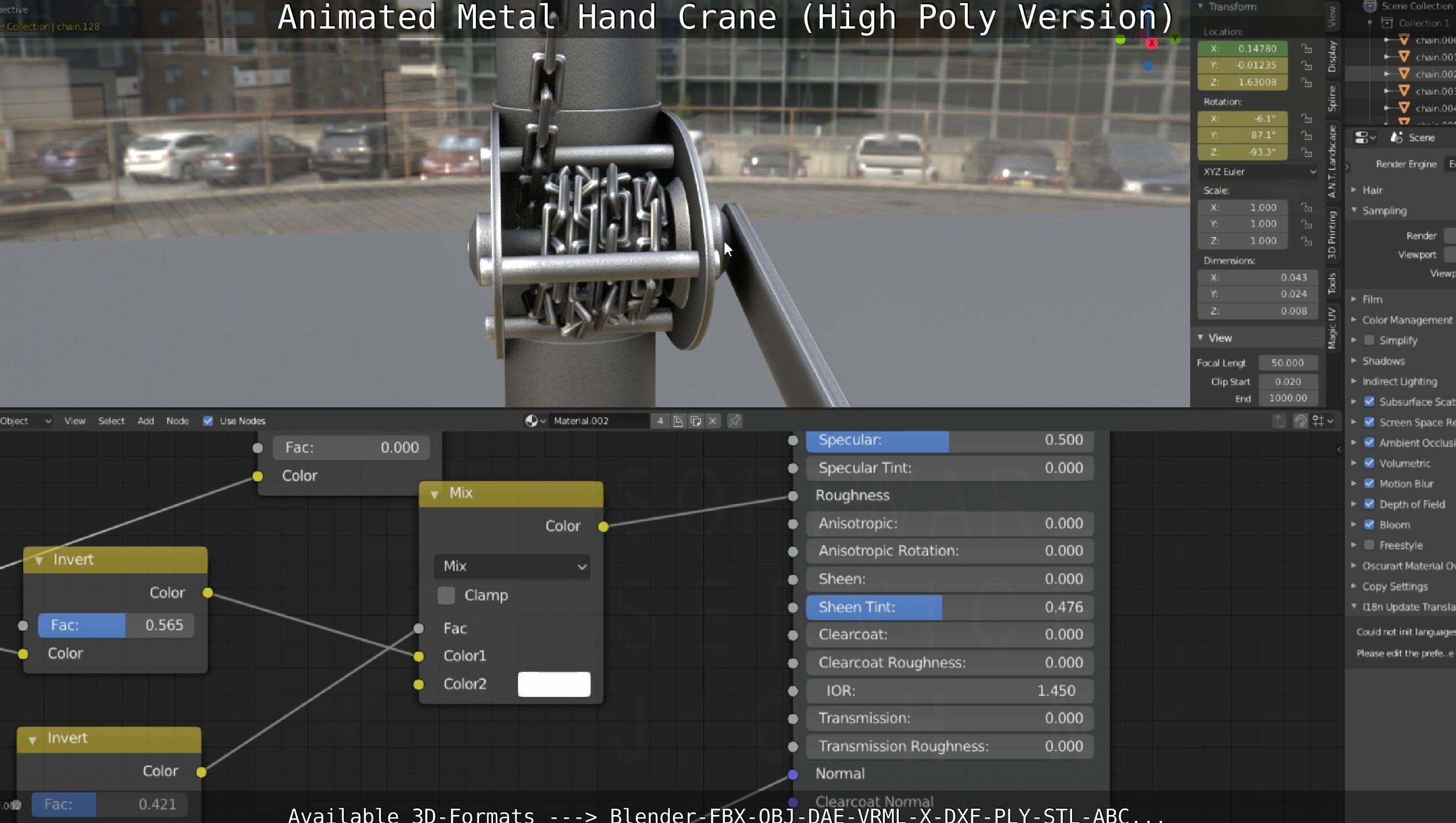 Animated Metal Hand Crane High-Poly Version 3D model_45