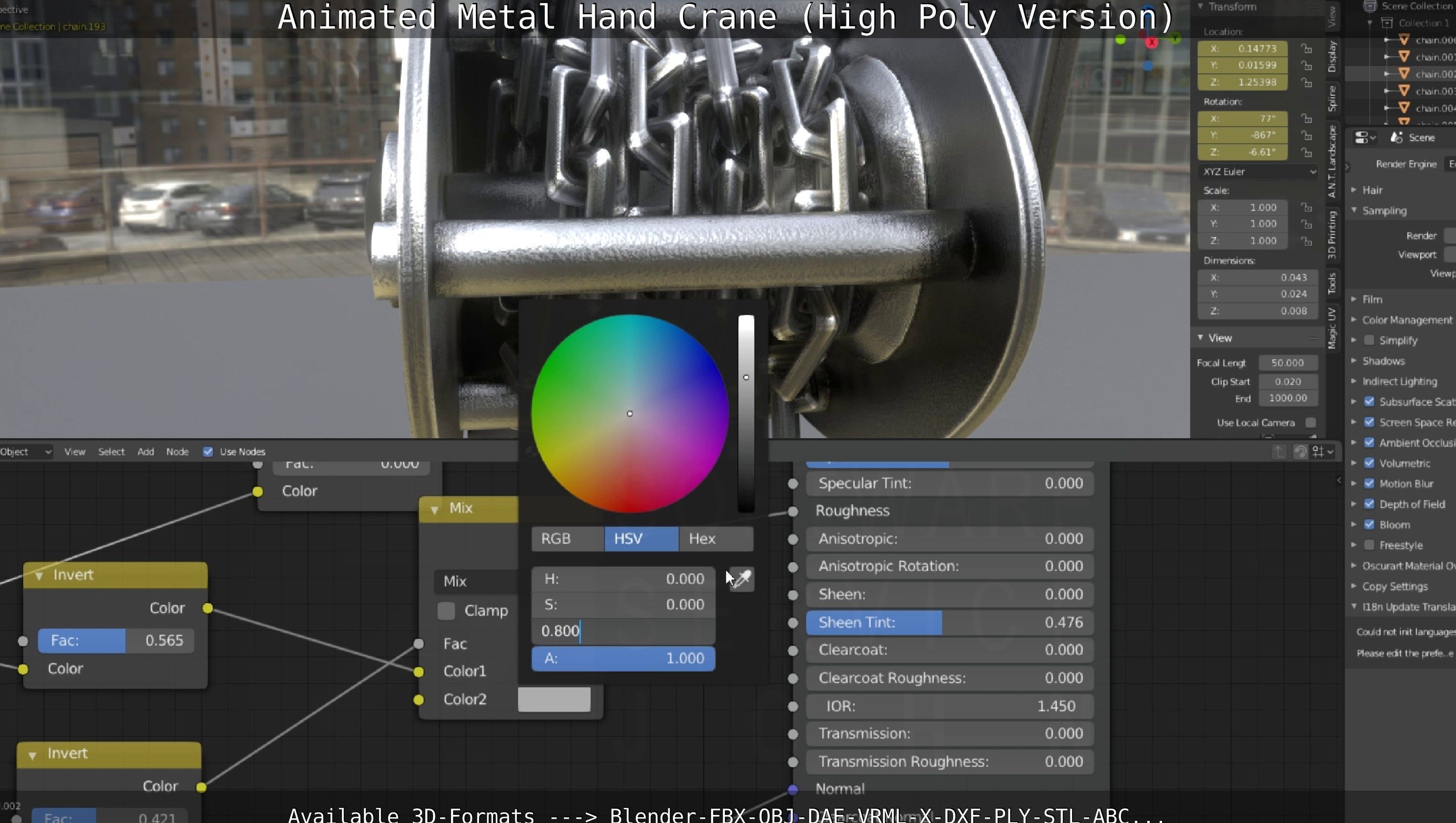 Animated Metal Hand Crane High-Poly Version 3D model_72