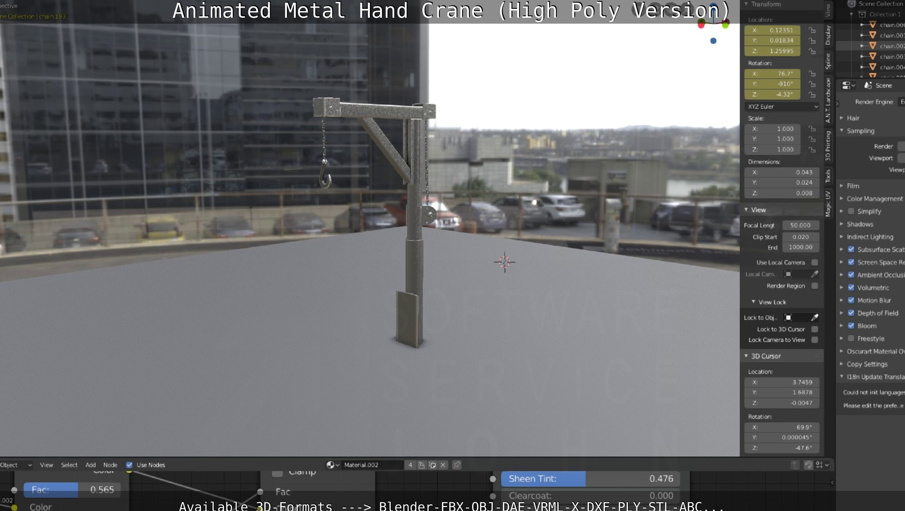 Animated Metal Hand Crane High-Poly Version 3D model_88