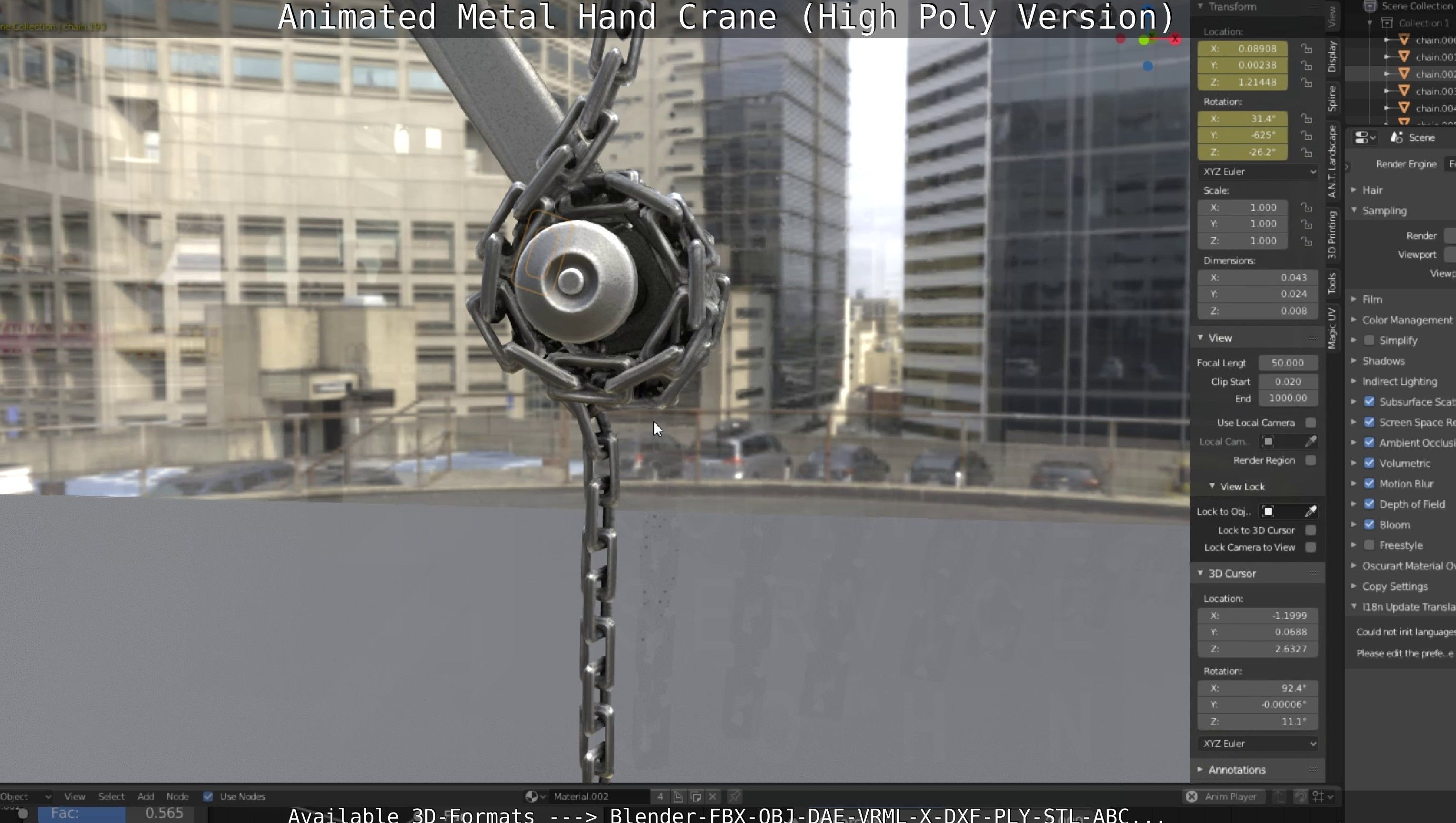 Animated Metal Hand Crane High-Poly Version 3D model_6