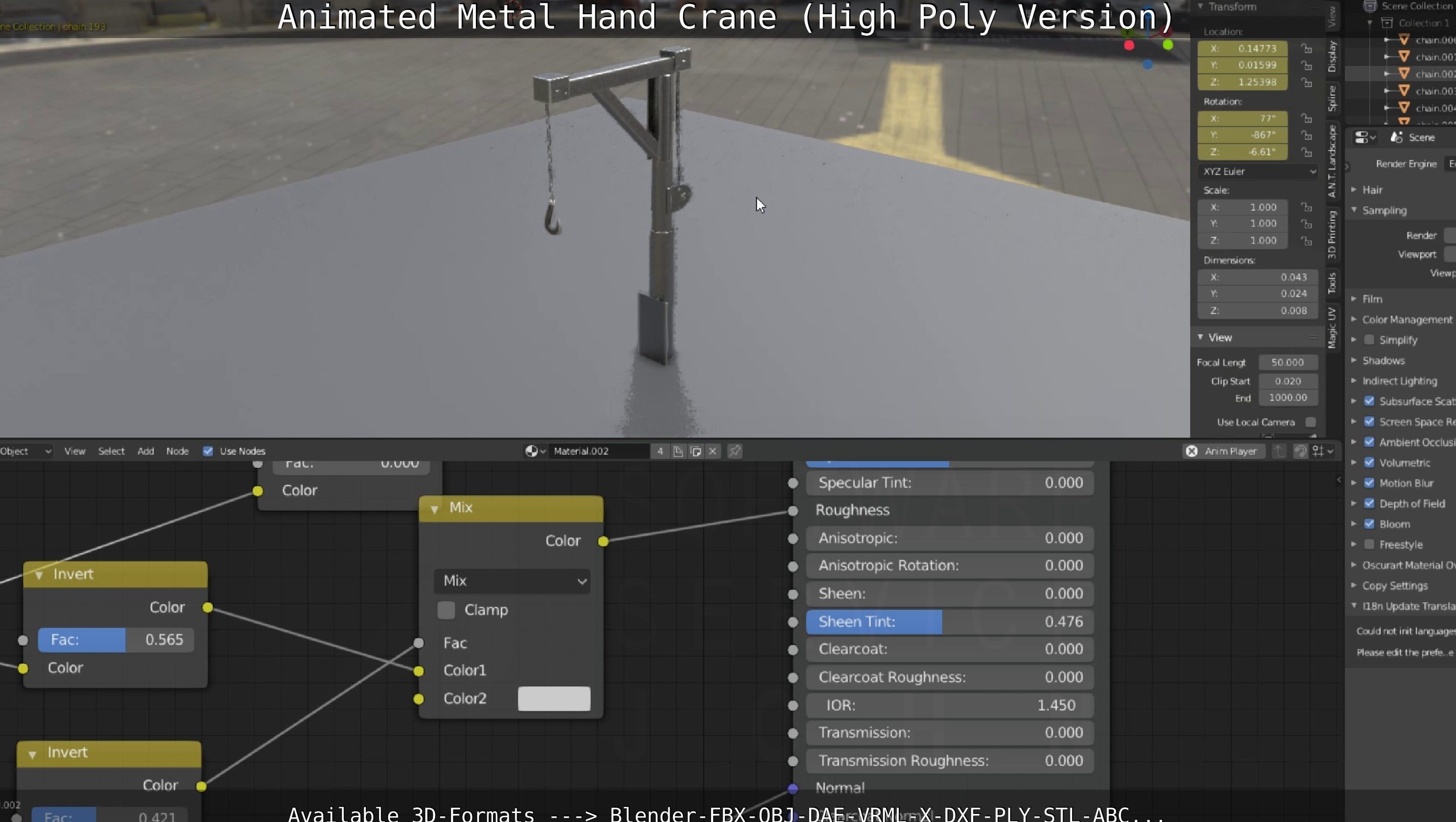 Animated Metal Hand Crane High-Poly Version 3D model_78
