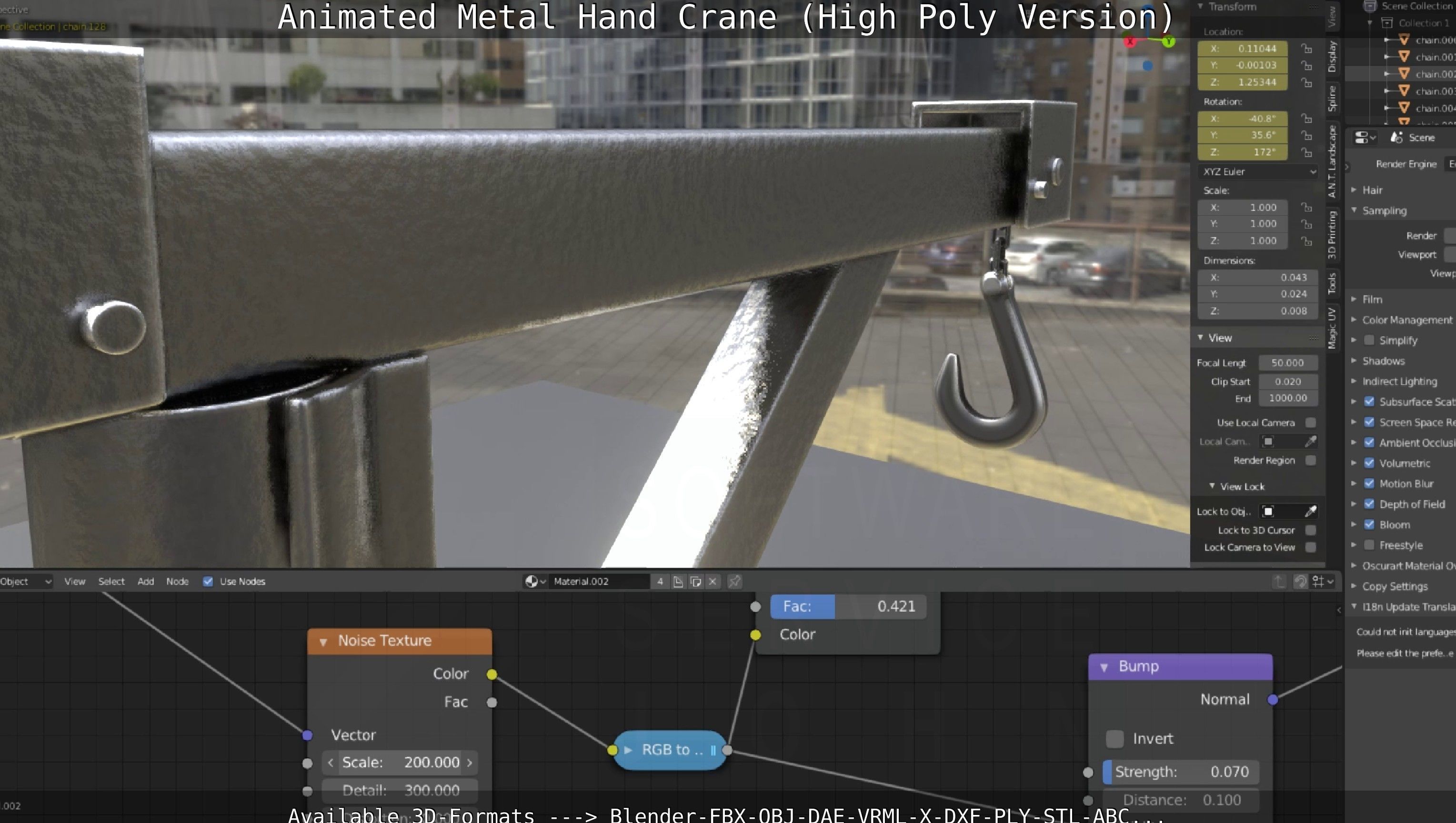 Animated Metal Hand Crane High-Poly Version 3D model_28