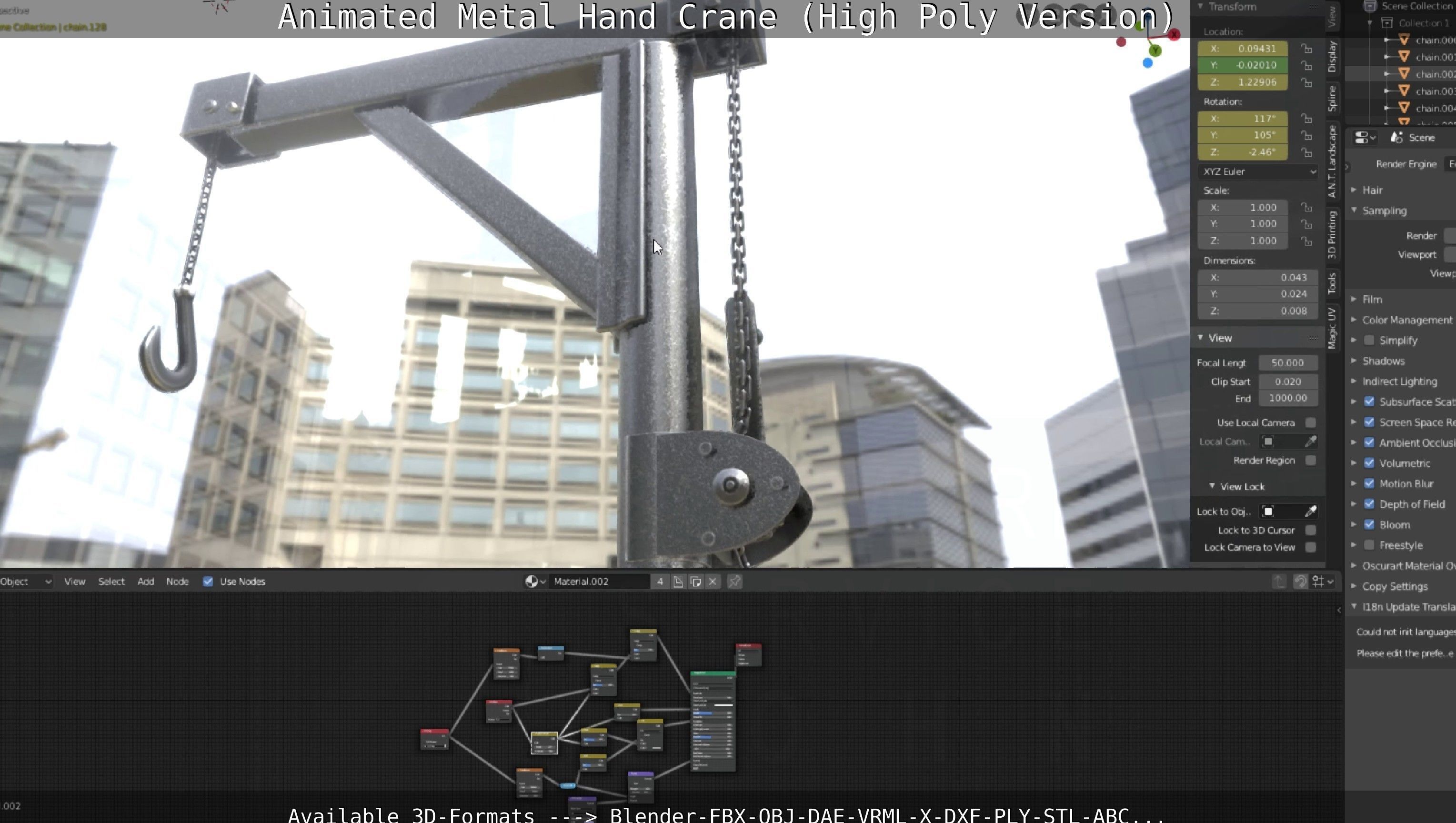 Animated Metal Hand Crane High-Poly Version 3D model_10