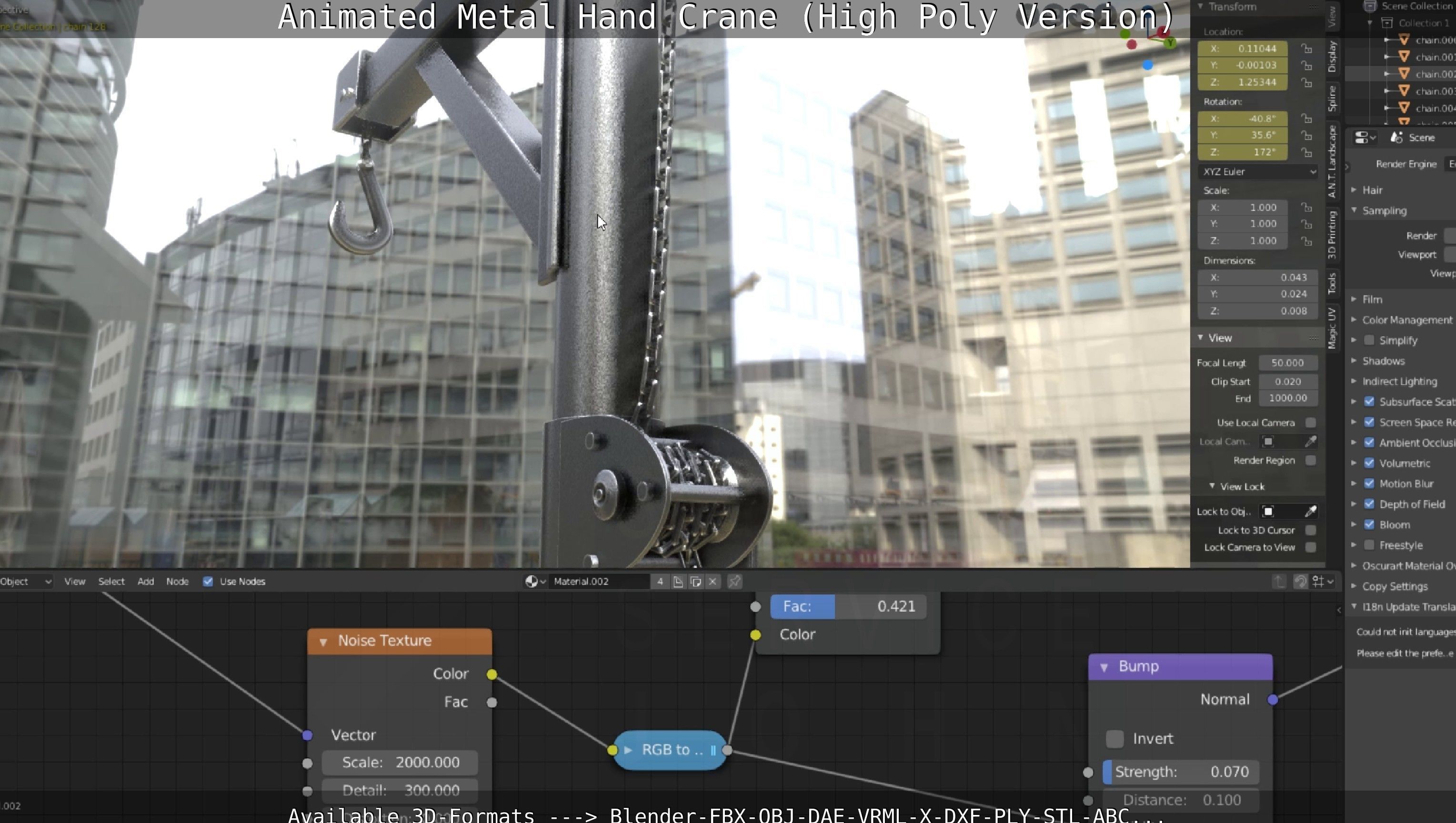 Animated Metal Hand Crane High-Poly Version 3D model_30