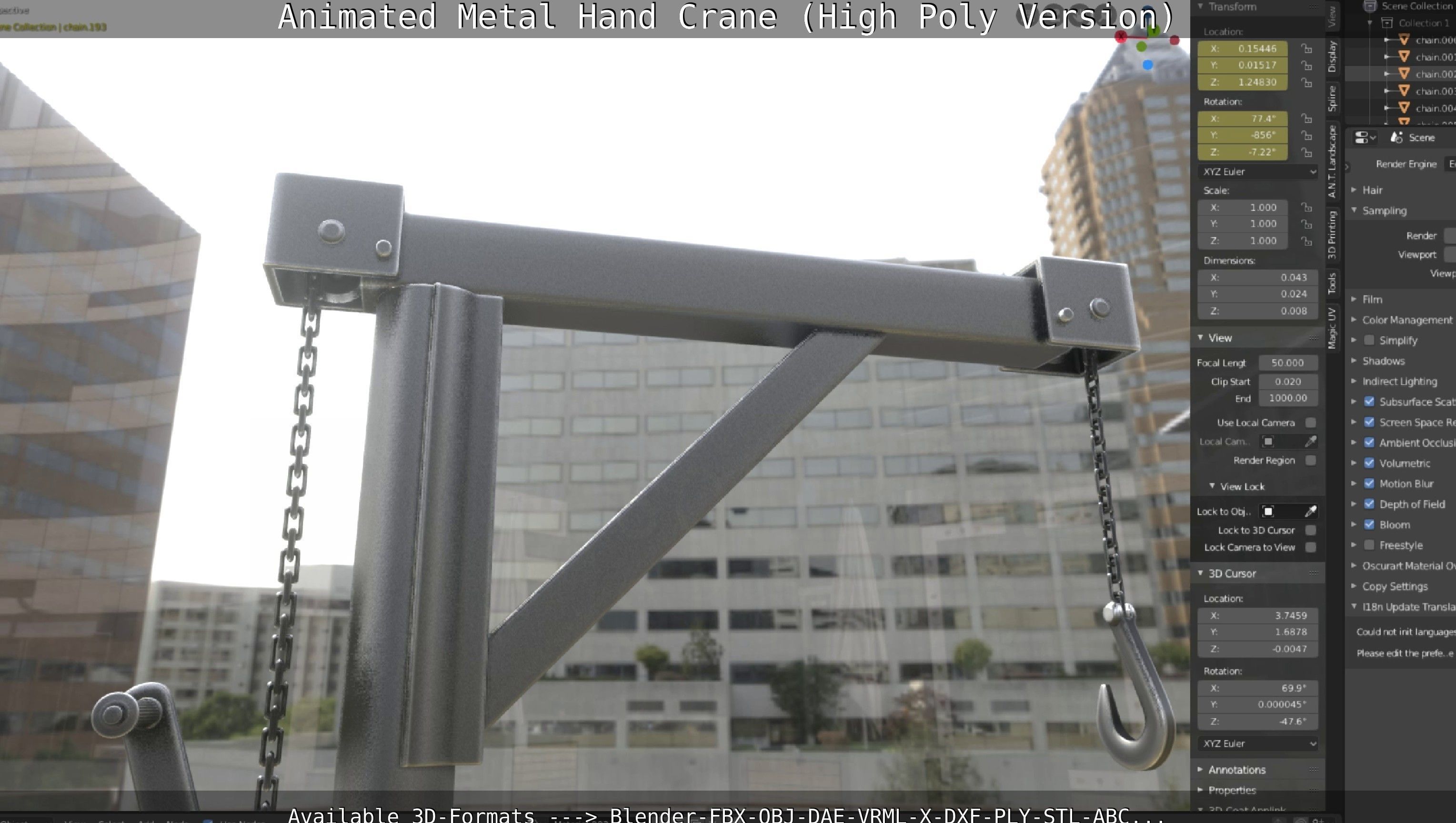 Animated Metal Hand Crane High-Poly Version 3D model_99