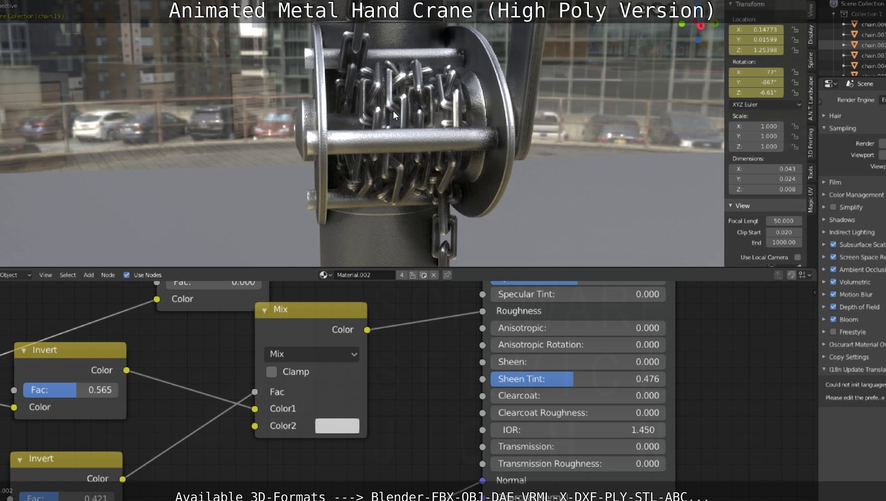 Animated Metal Hand Crane High-Poly Version 3D model_80