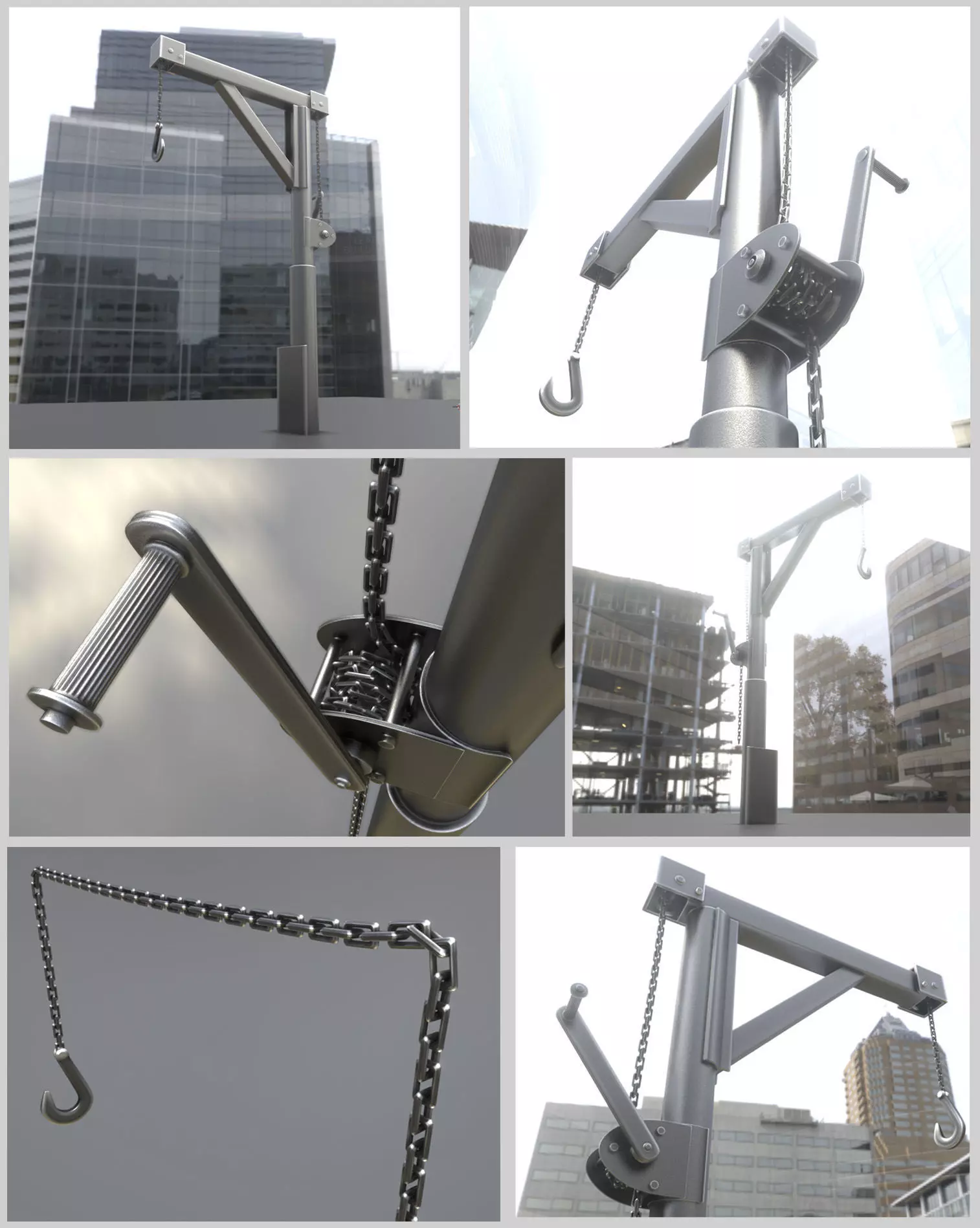 Animated Metal Hand Crane High-Poly Version 3D model_0