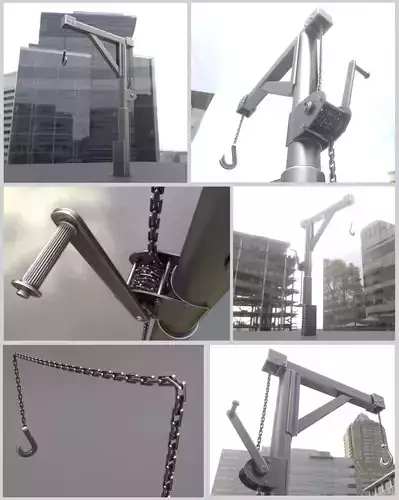 Animated Metal Hand Crane High-Poly Version 3D model