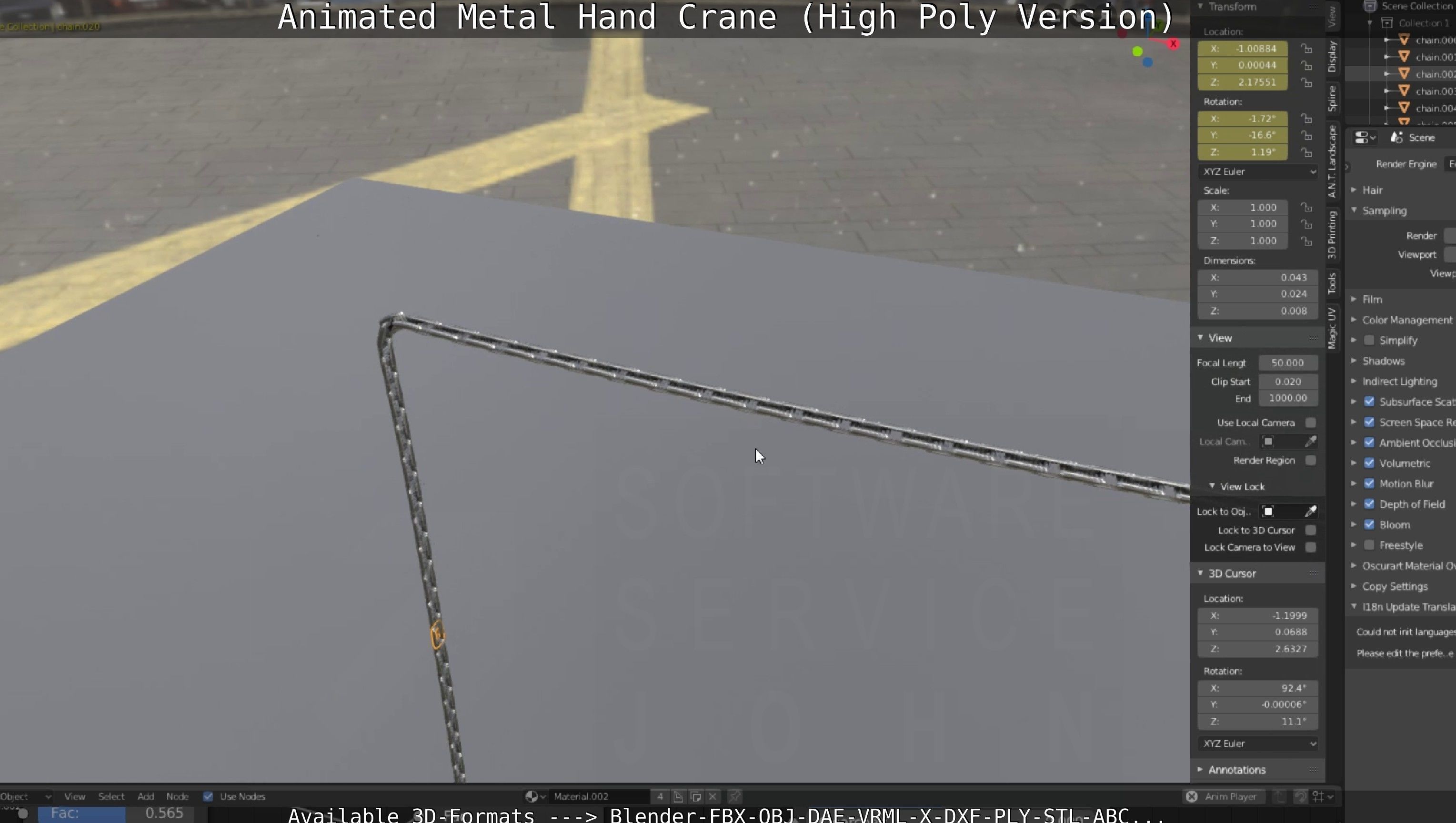 Animated Metal Hand Crane High-Poly Version 3D model_92