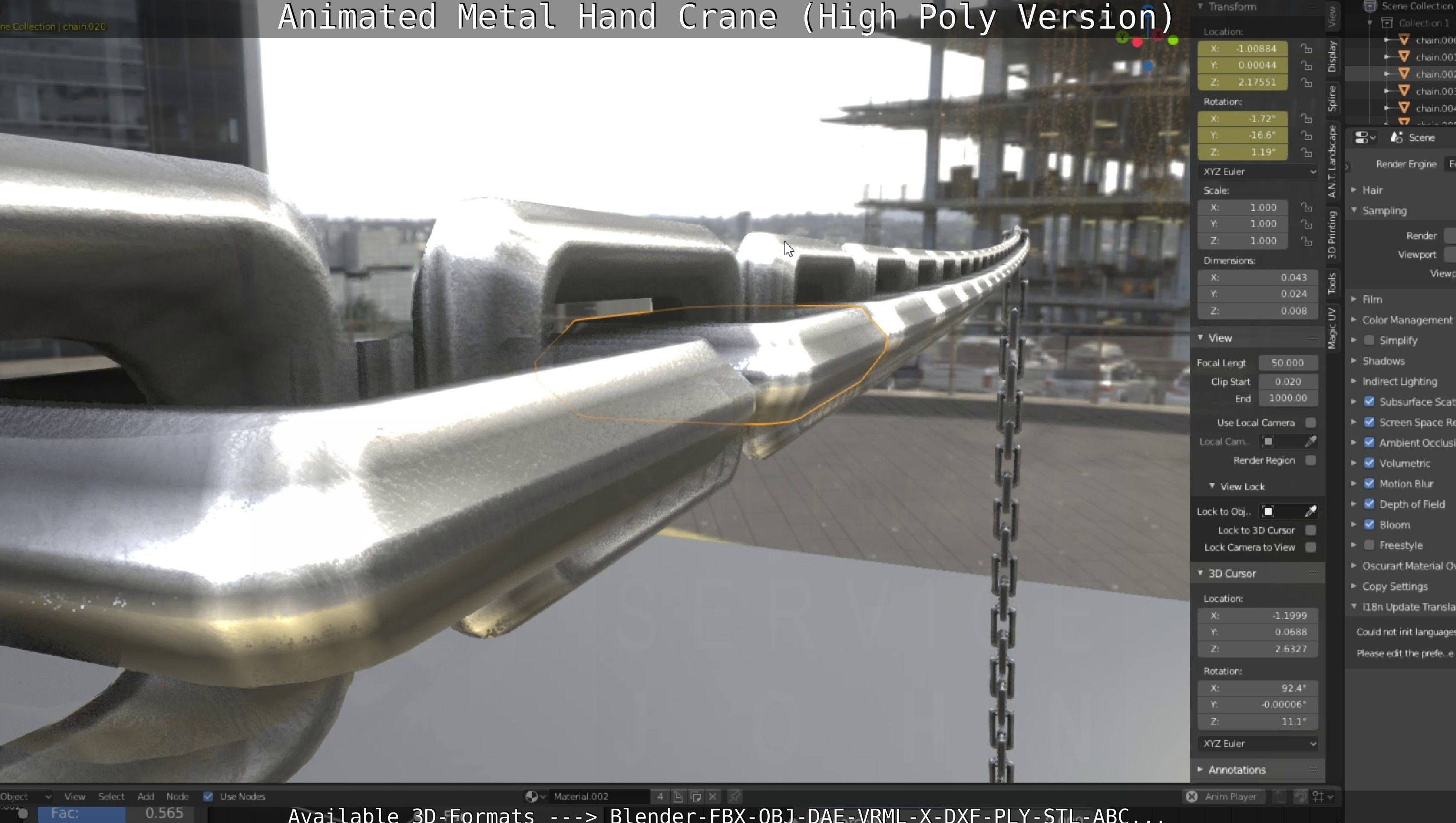 Animated Metal Hand Crane High-Poly Version 3D model_59