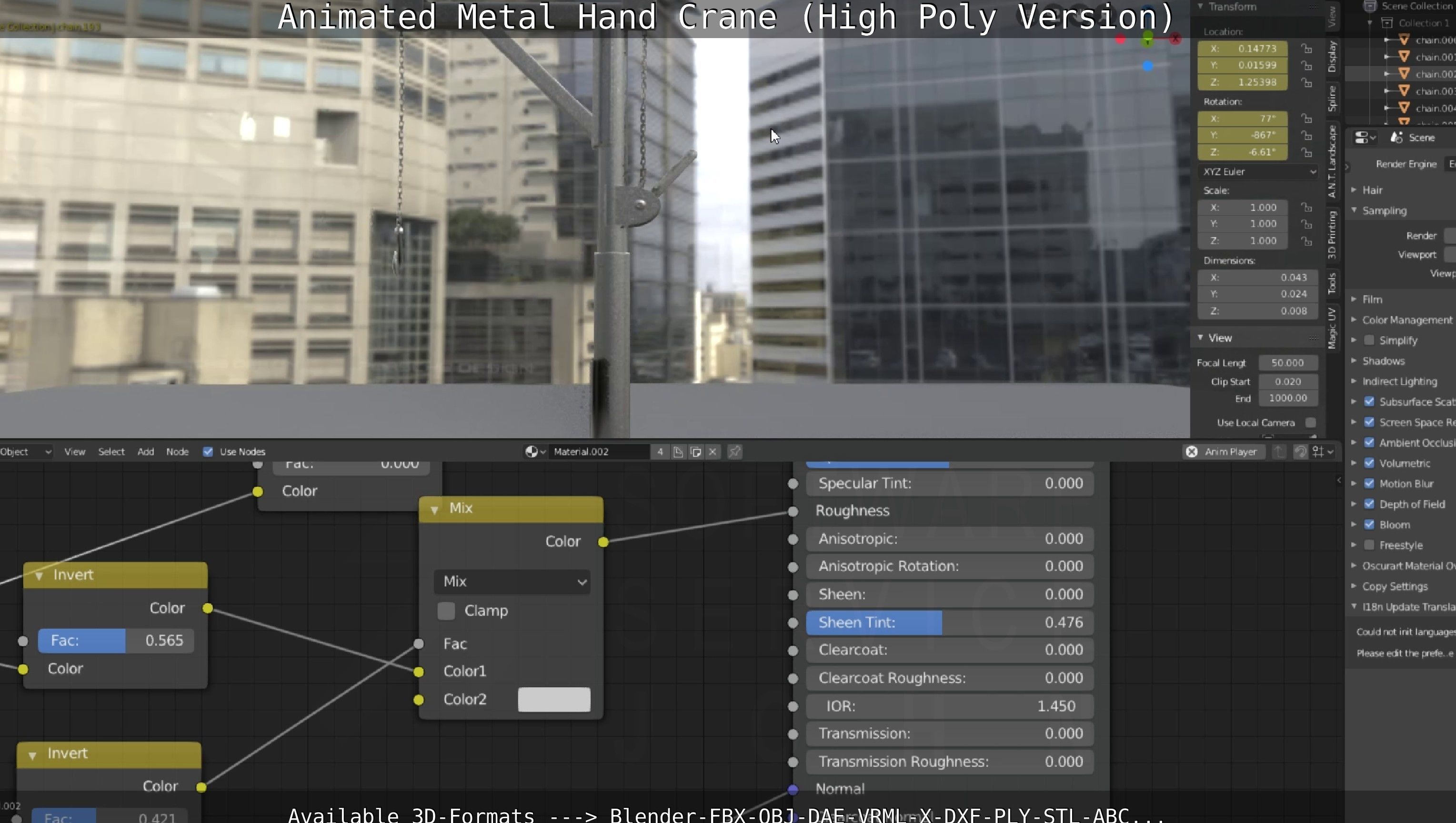 Animated Metal Hand Crane High-Poly Version 3D model_76
