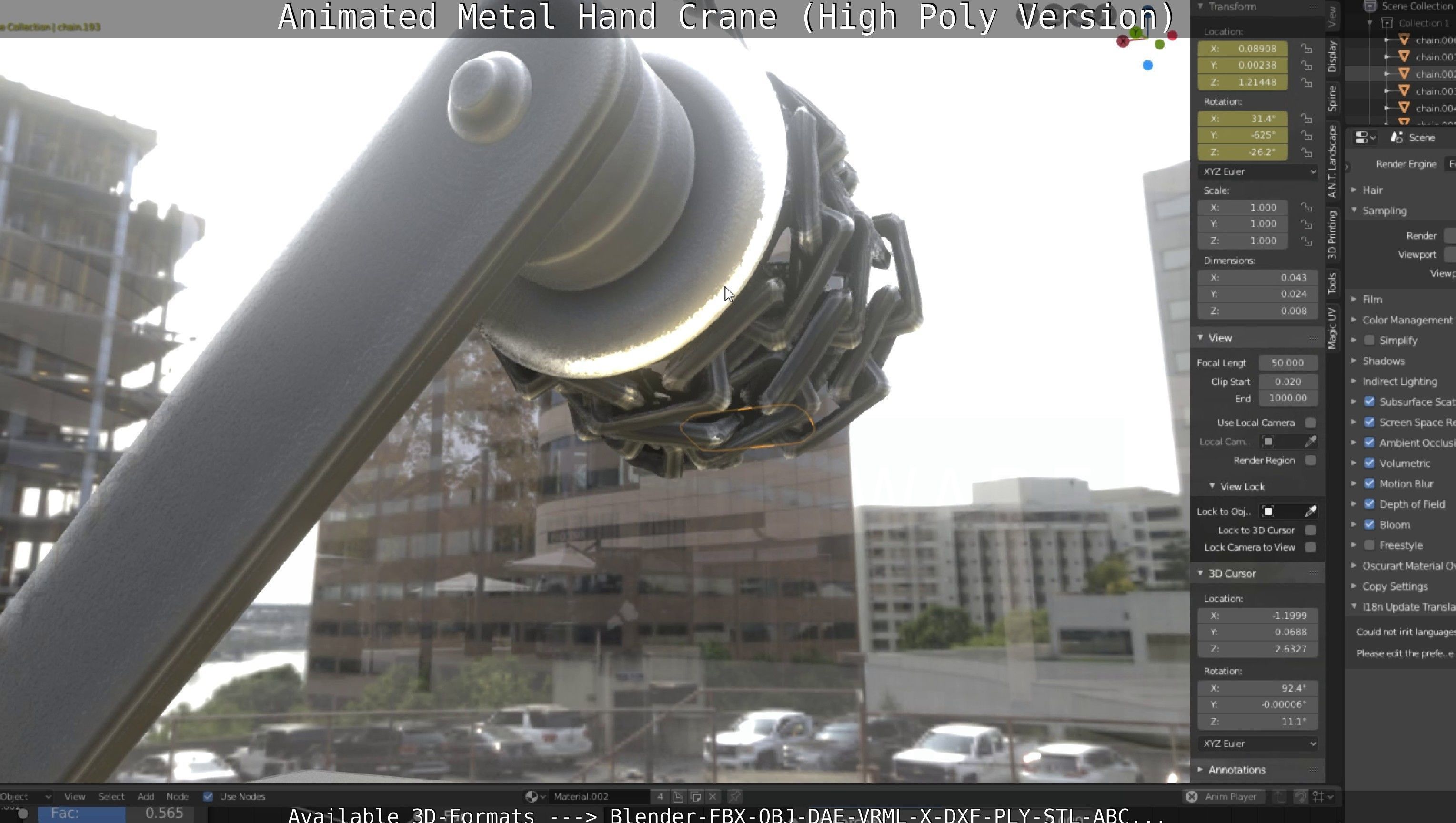 Animated Metal Hand Crane High-Poly Version 3D model_61