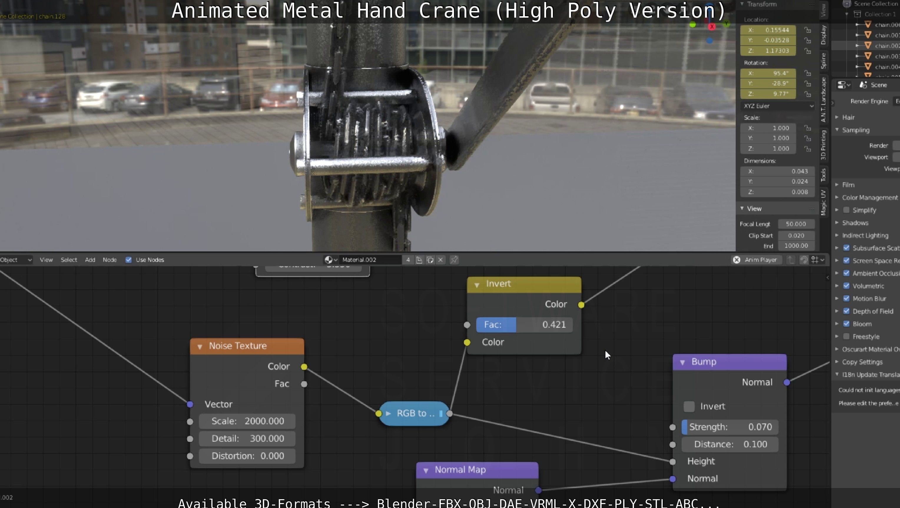 Animated Metal Hand Crane High-Poly Version 3D model_34