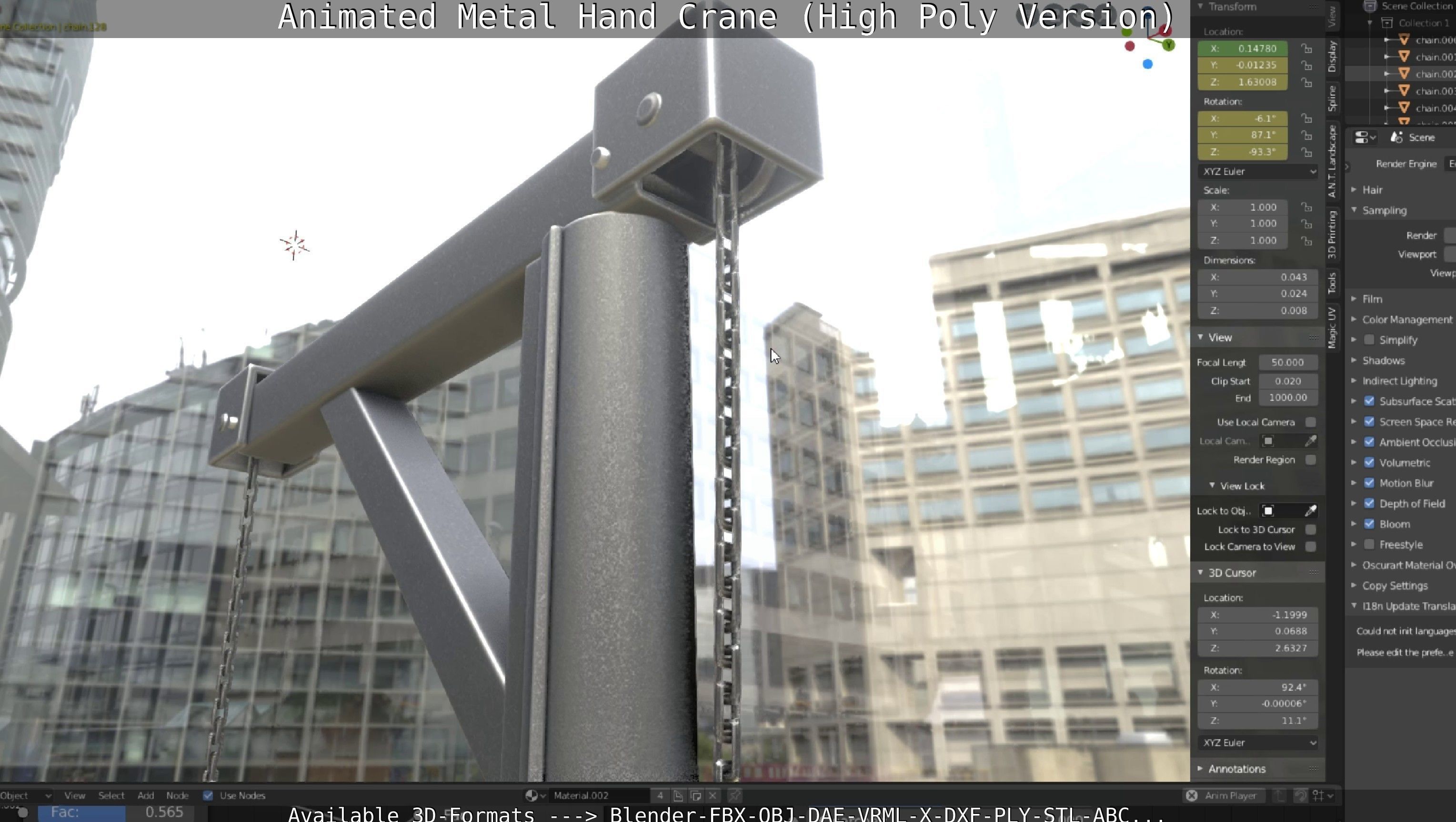 Animated Metal Hand Crane High-Poly Version 3D model_49