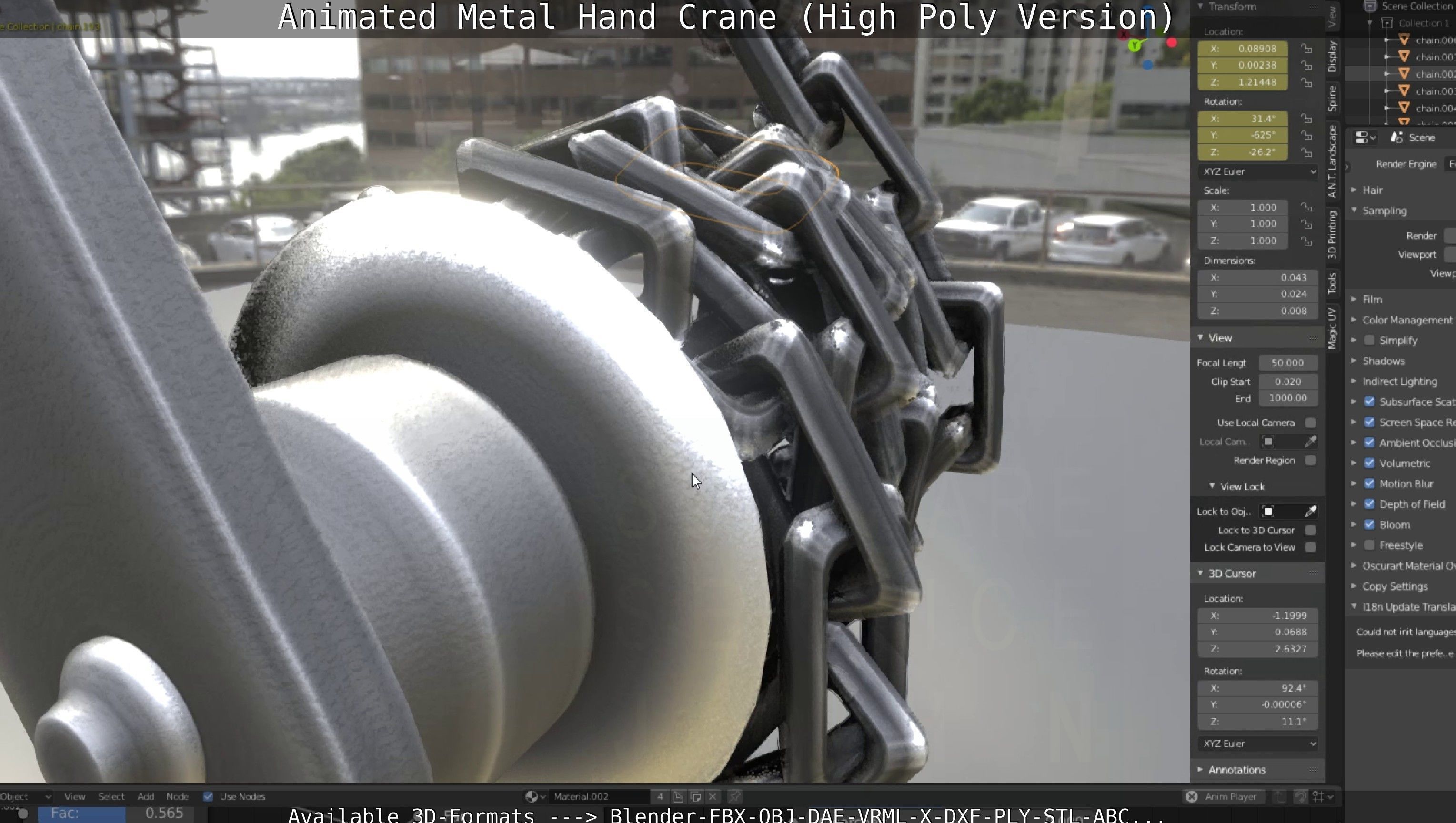 Animated Metal Hand Crane High-Poly Version 3D model_110