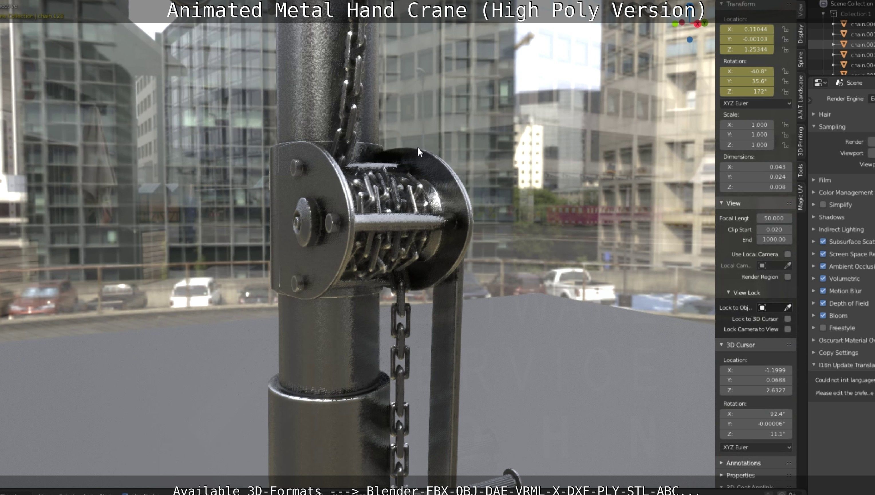 Animated Metal Hand Crane High-Poly Version 3D model_41