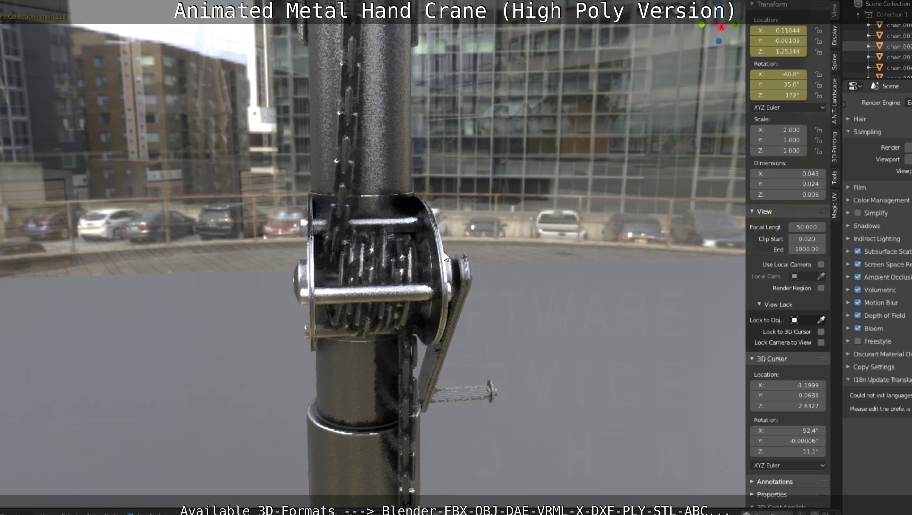 Animated Metal Hand Crane High-Poly Version 3D model_31