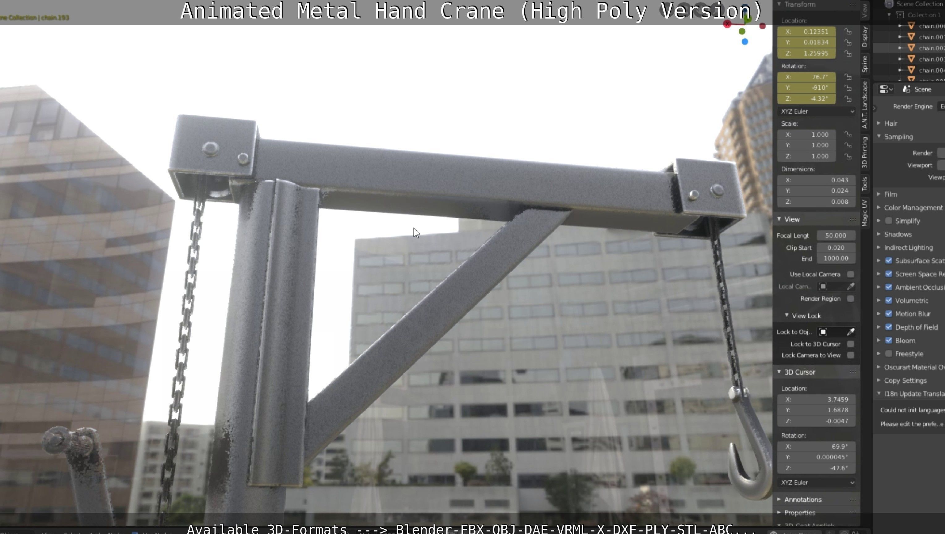 Animated Metal Hand Crane High-Poly Version 3D model_96