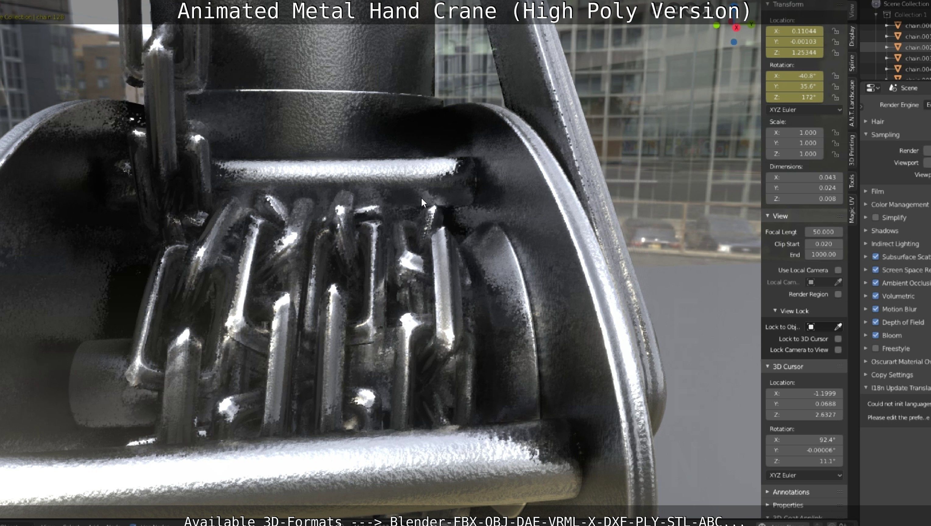 Animated Metal Hand Crane High-Poly Version 3D model_22