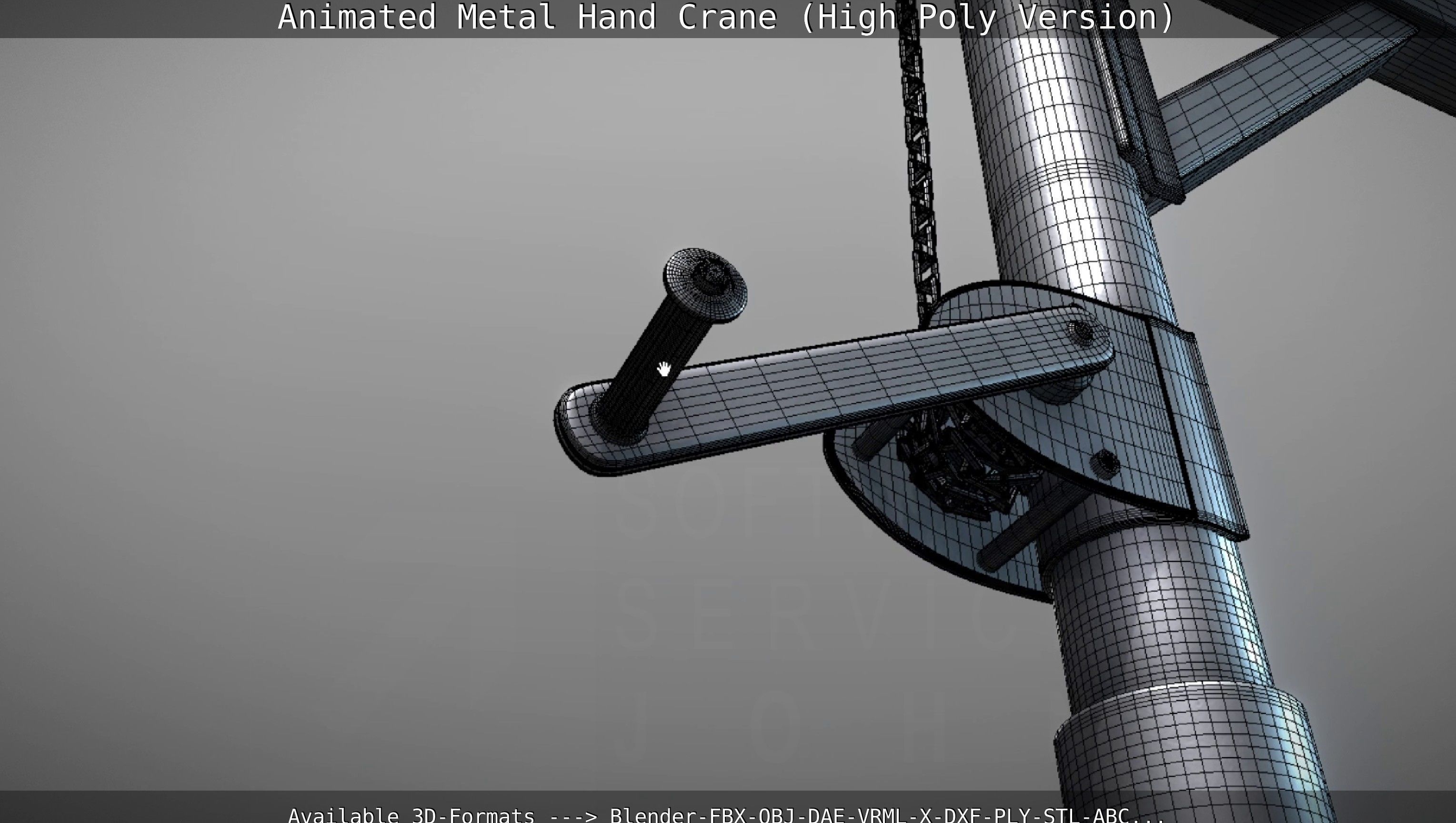 Animated Metal Hand Crane High-Poly Version 3D model_150