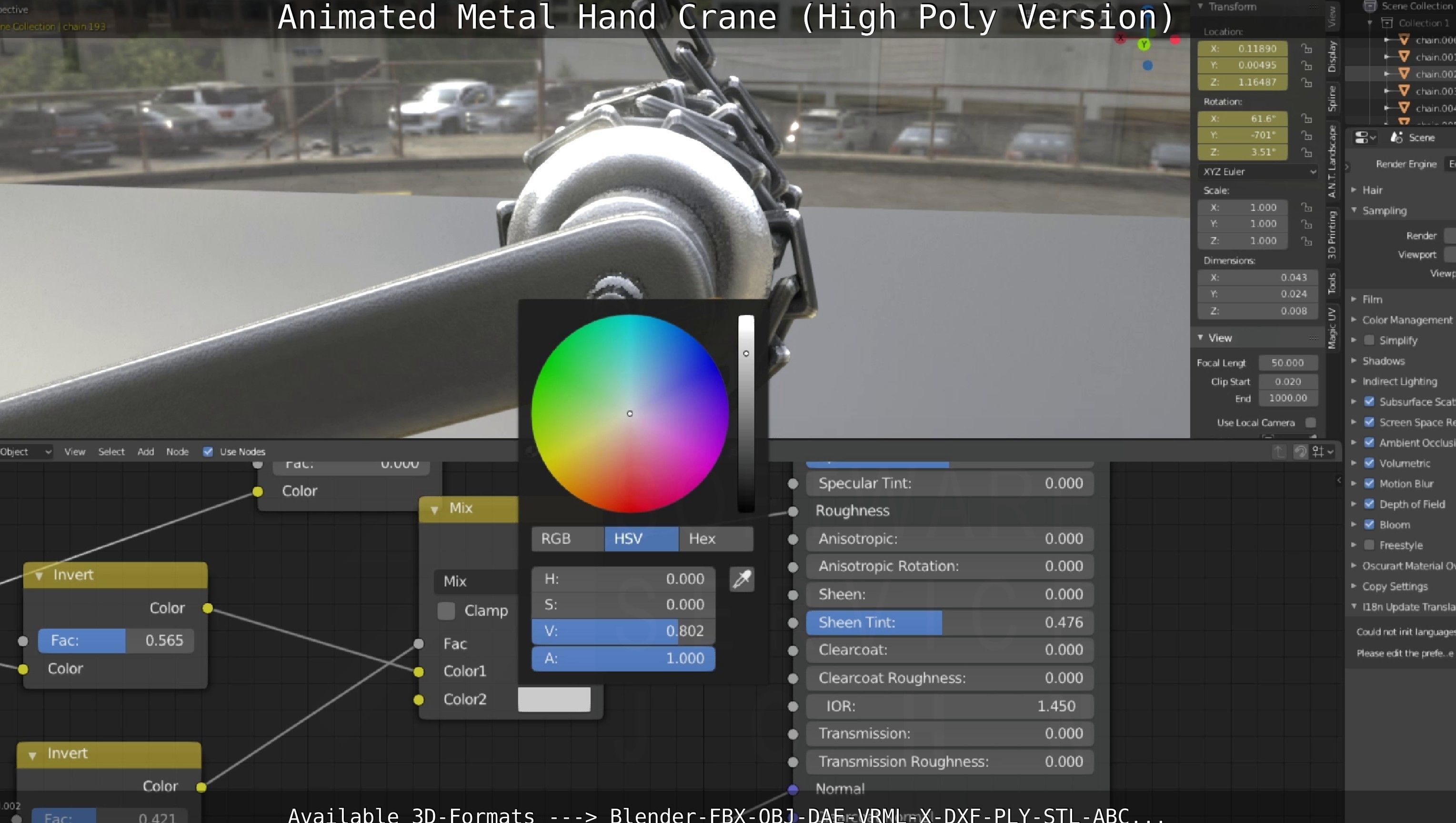 Animated Metal Hand Crane High-Poly Version 3D model_139