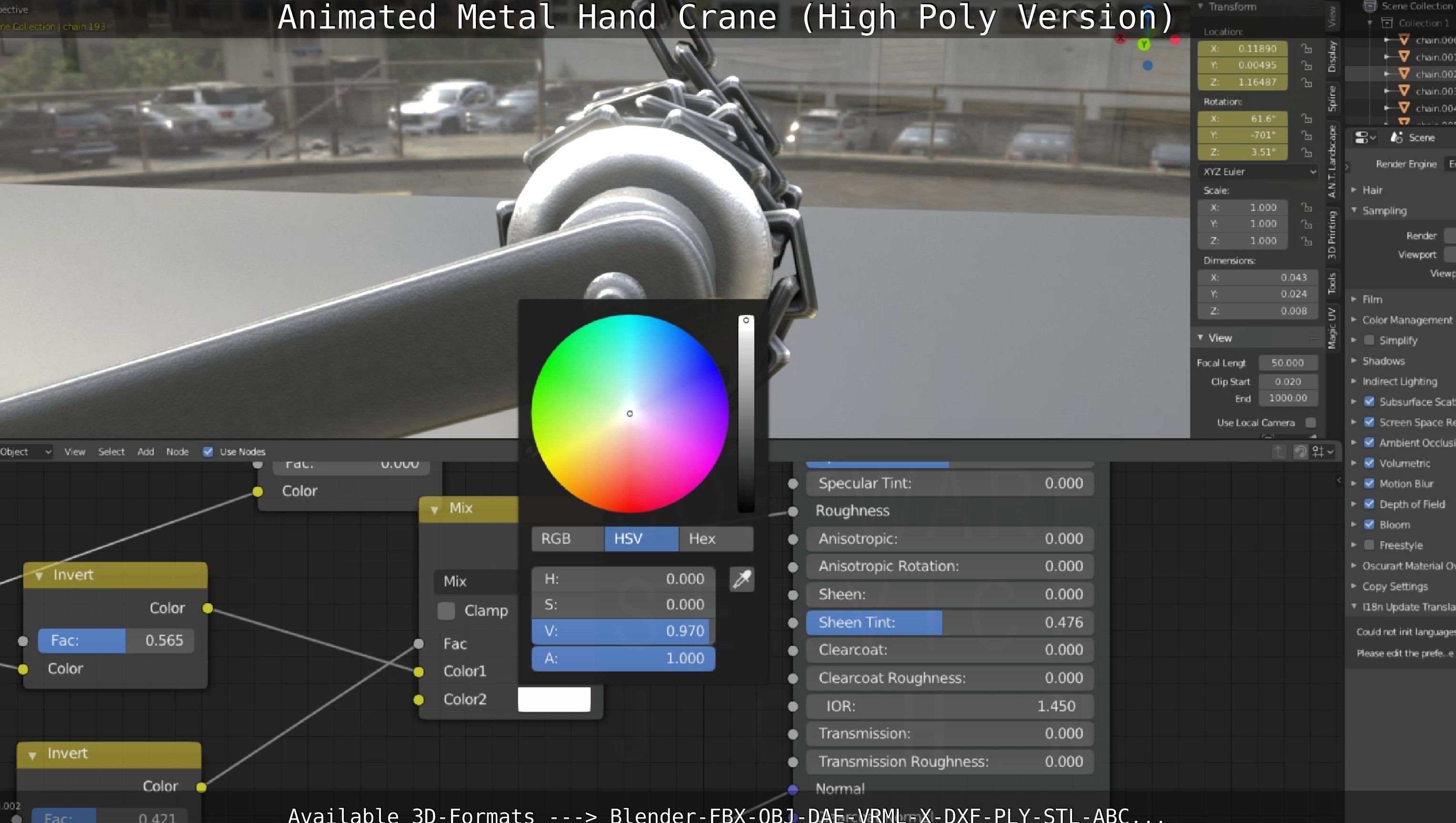 Animated Metal Hand Crane High-Poly Version 3D model_128