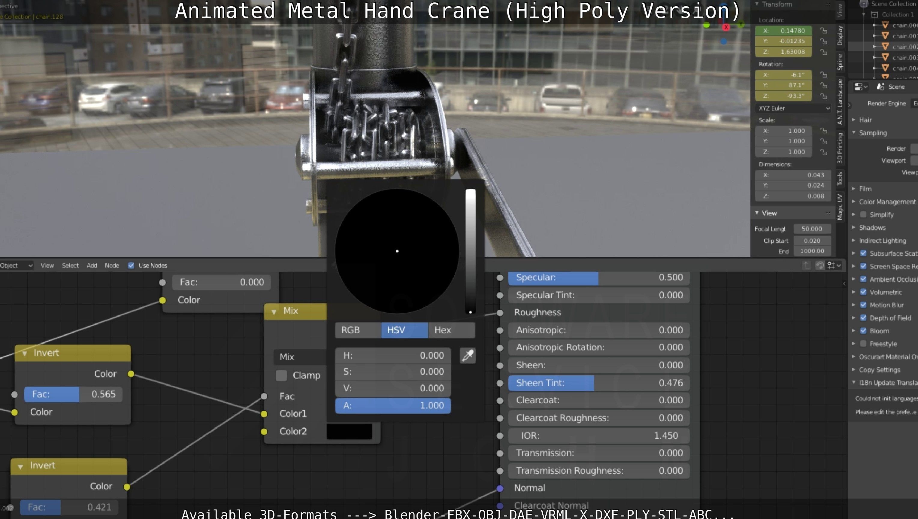 Animated Metal Hand Crane High-Poly Version 3D model_42