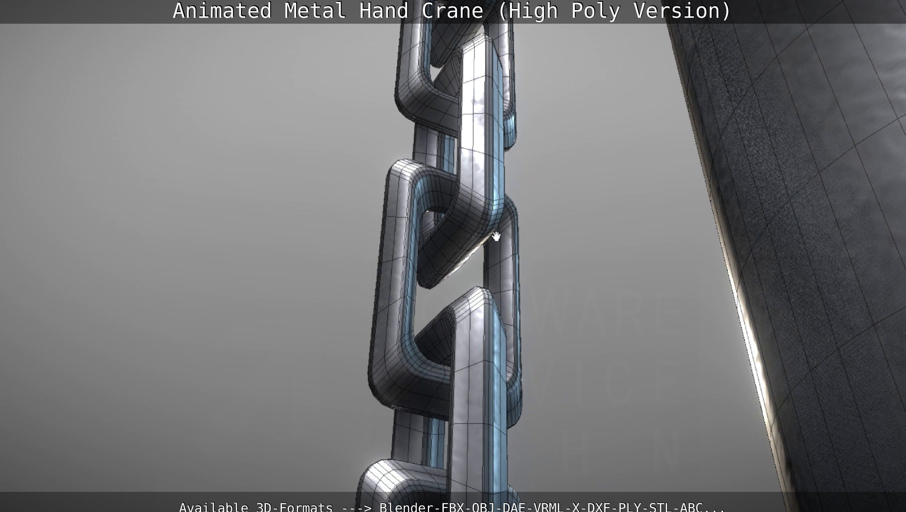 Animated Metal Hand Crane High-Poly Version 3D model_144