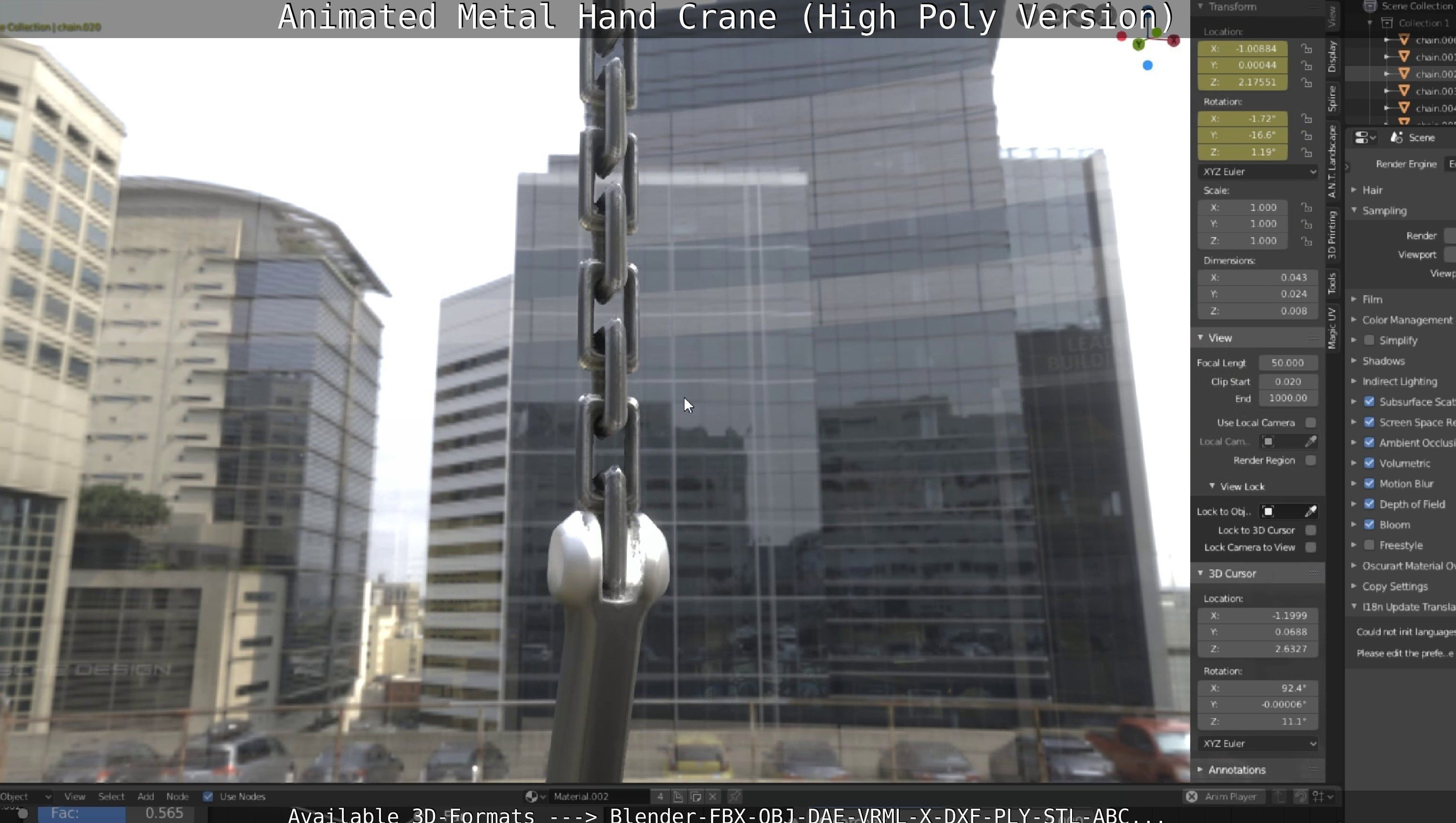 Animated Metal Hand Crane High-Poly Version 3D model_97