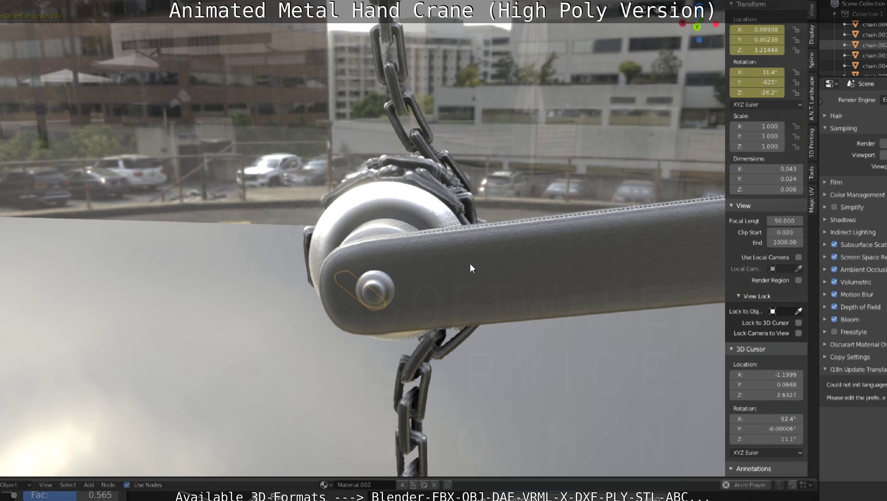 Animated Metal Hand Crane High-Poly Version 3D model_114