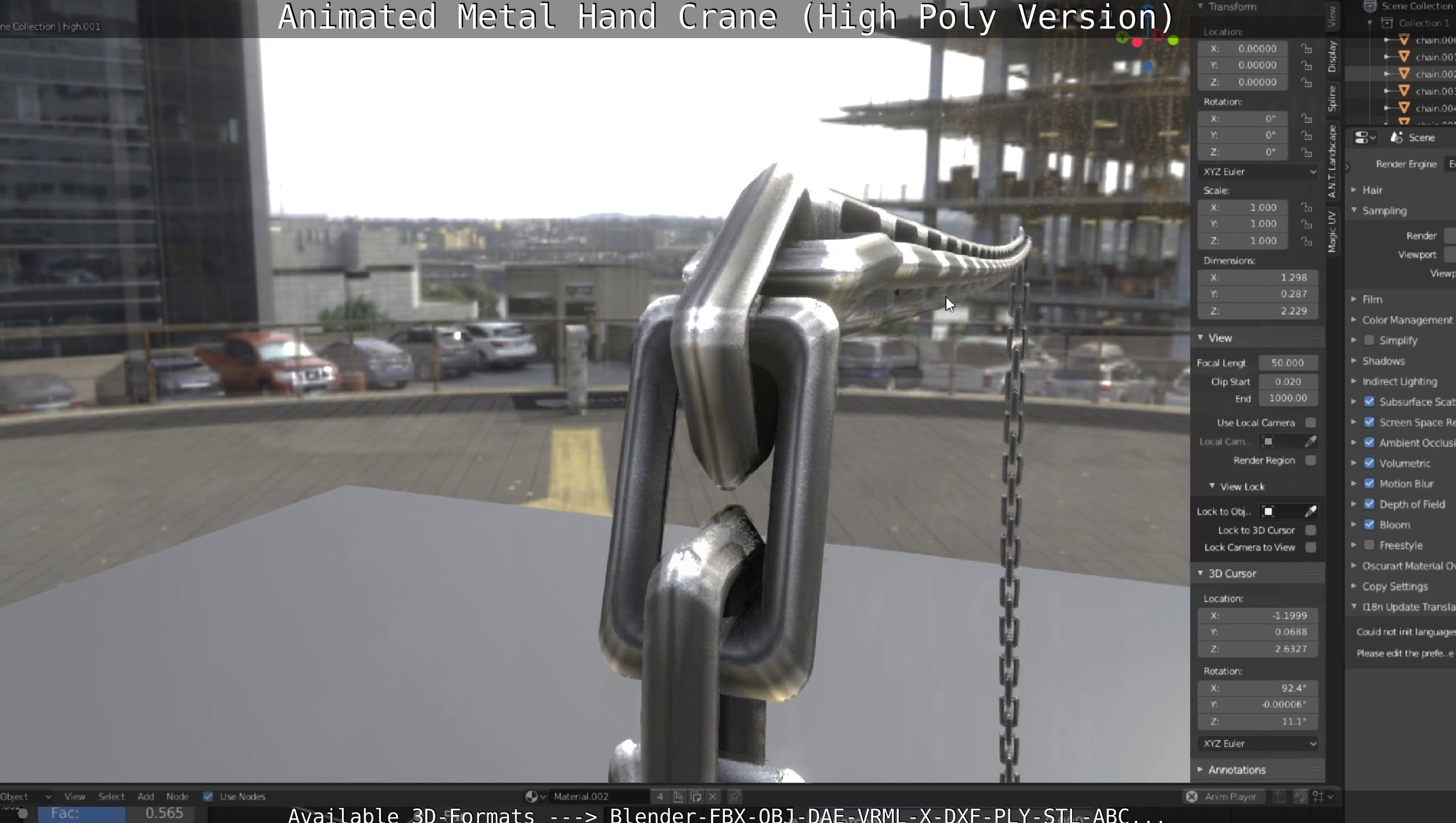 Animated Metal Hand Crane High-Poly Version 3D model_79