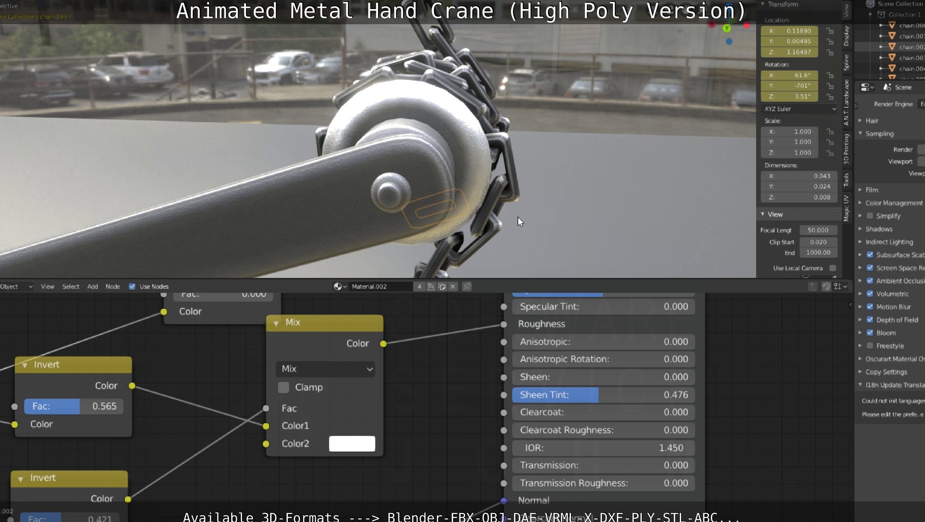 Animated Metal Hand Crane High-Poly Version 3D model_125
