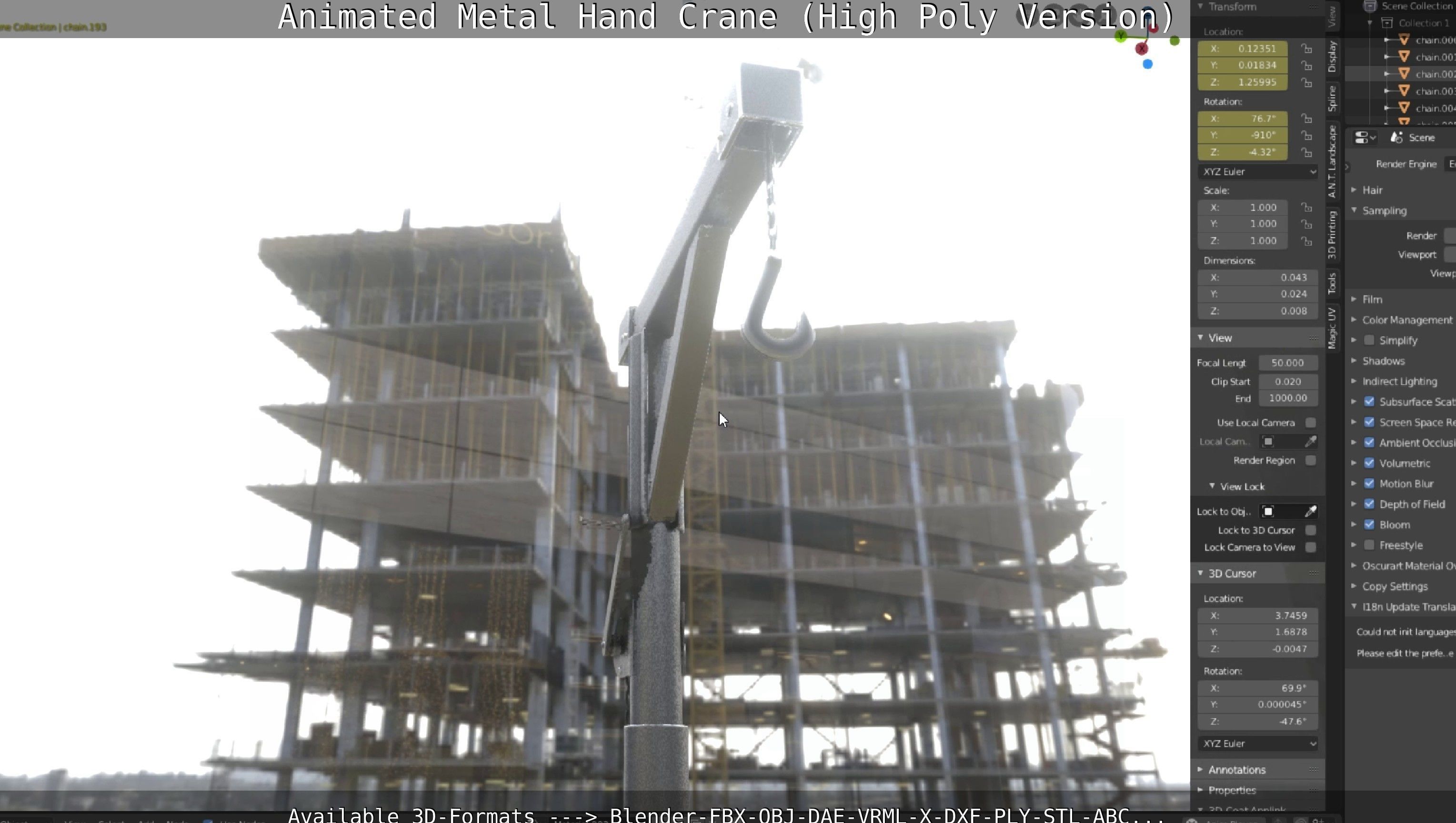 Animated Metal Hand Crane High-Poly Version 3D model_90