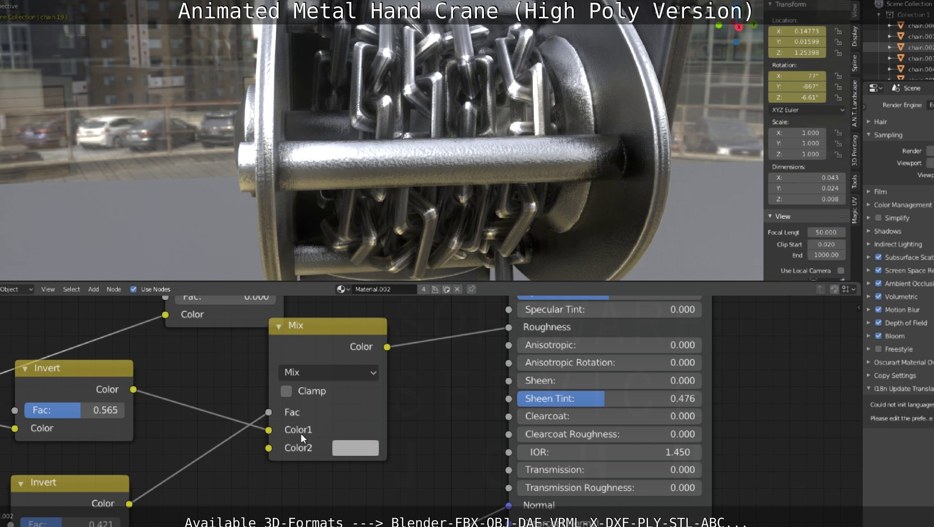 Animated Metal Hand Crane High-Poly Version 3D model_69