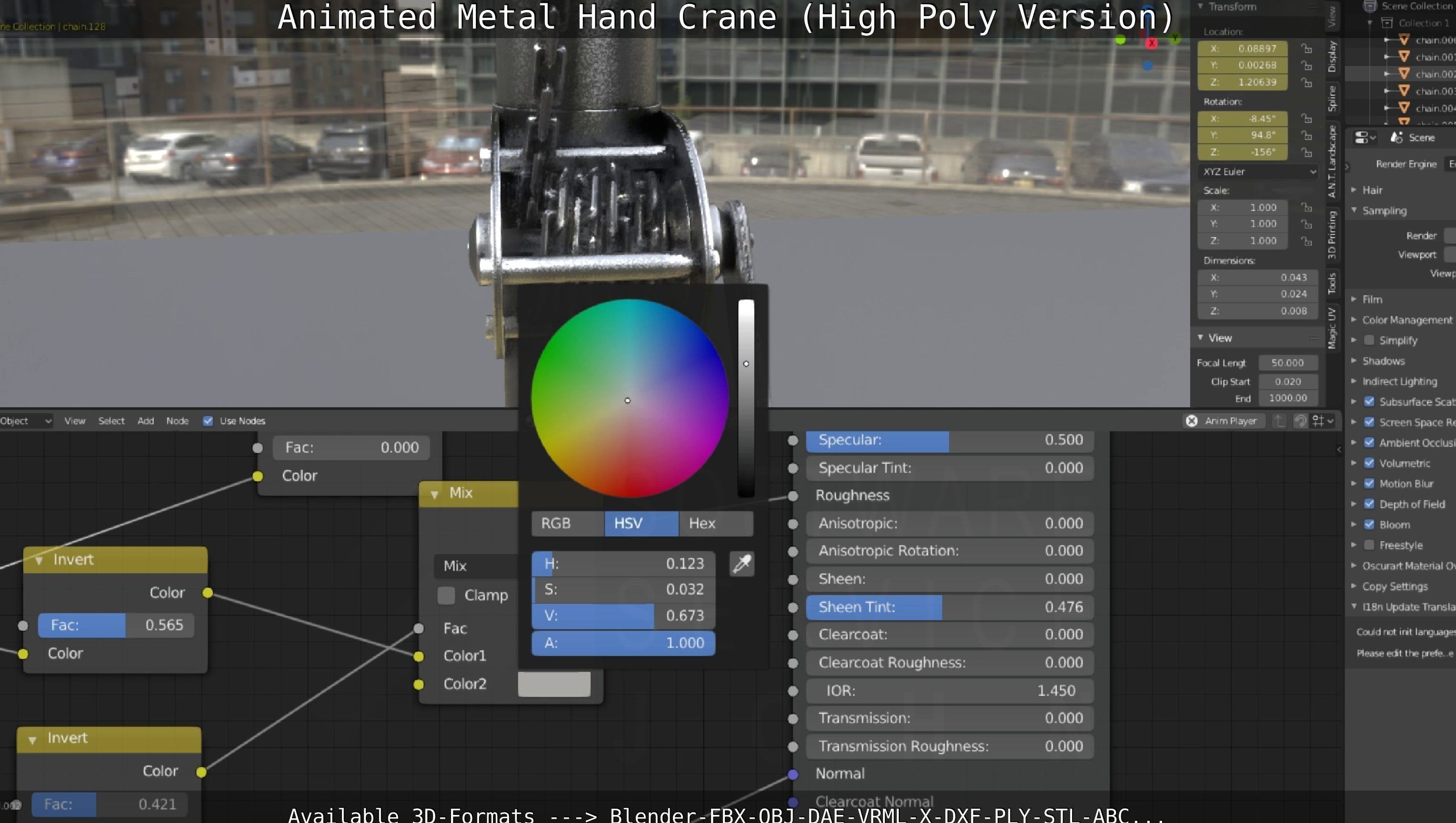 Animated Metal Hand Crane High-Poly Version 3D model_64