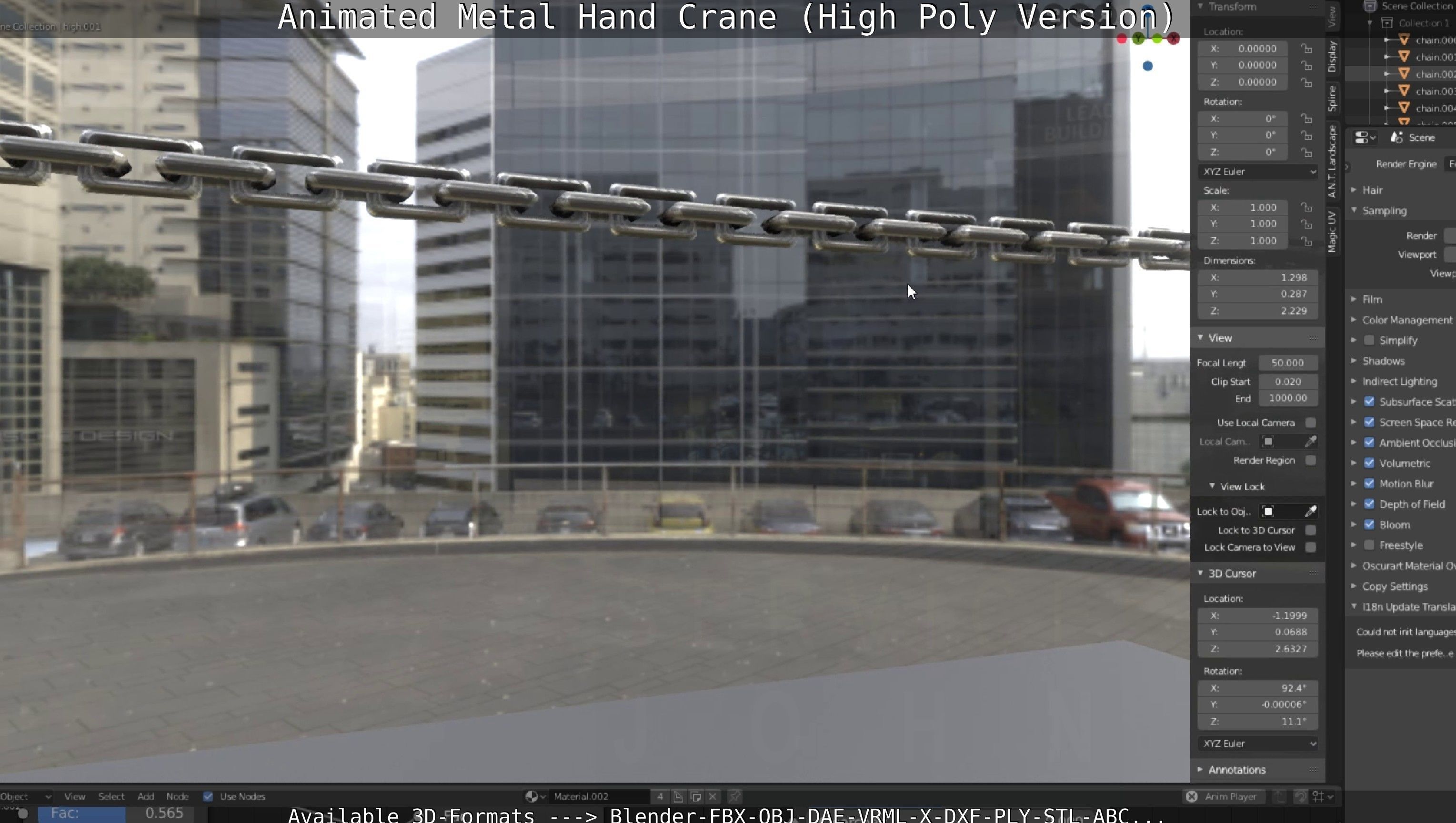 Animated Metal Hand Crane High-Poly Version 3D model_57