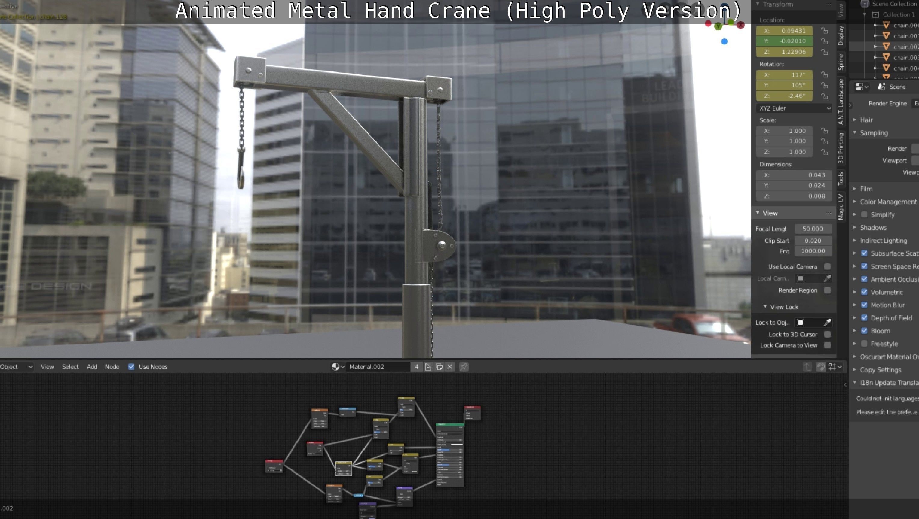 Animated Metal Hand Crane High-Poly Version 3D model_7