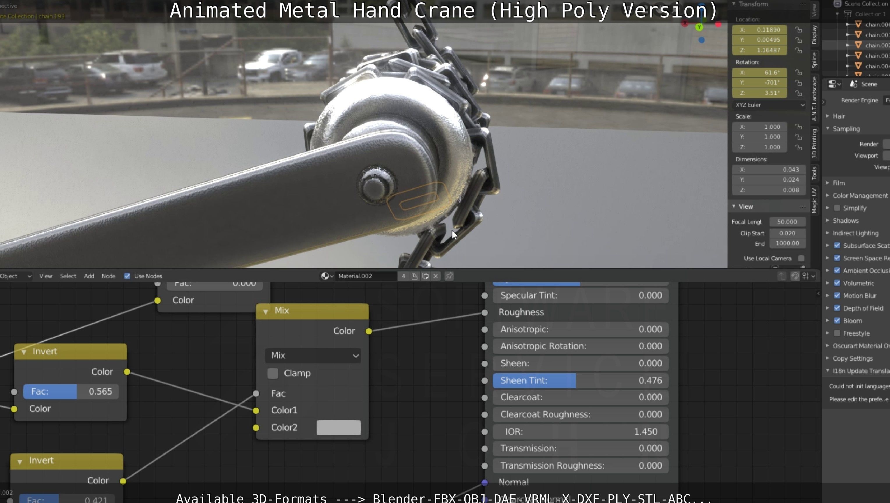 Animated Metal Hand Crane High-Poly Version 3D model_143