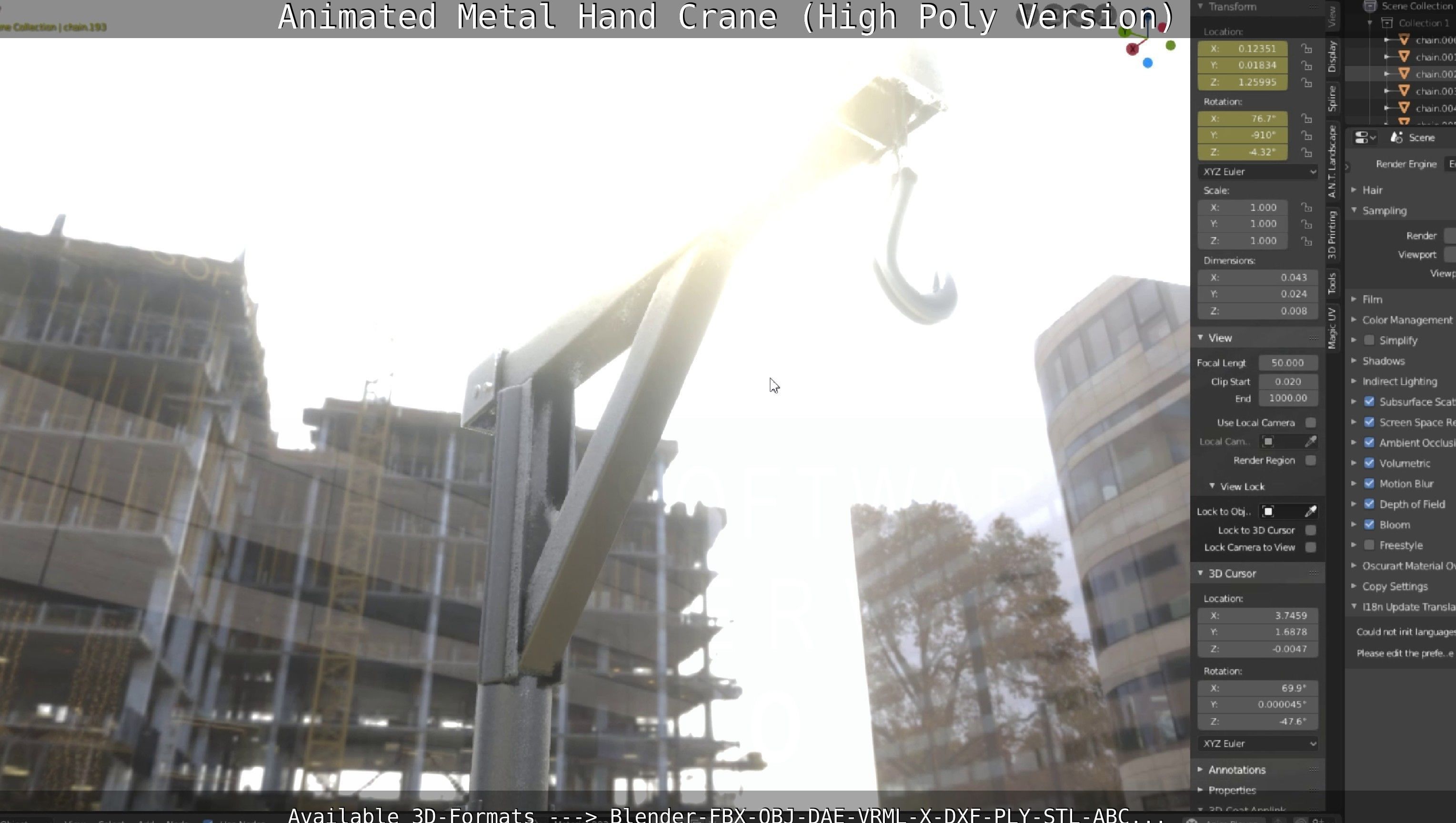 Animated Metal Hand Crane High-Poly Version 3D model_87