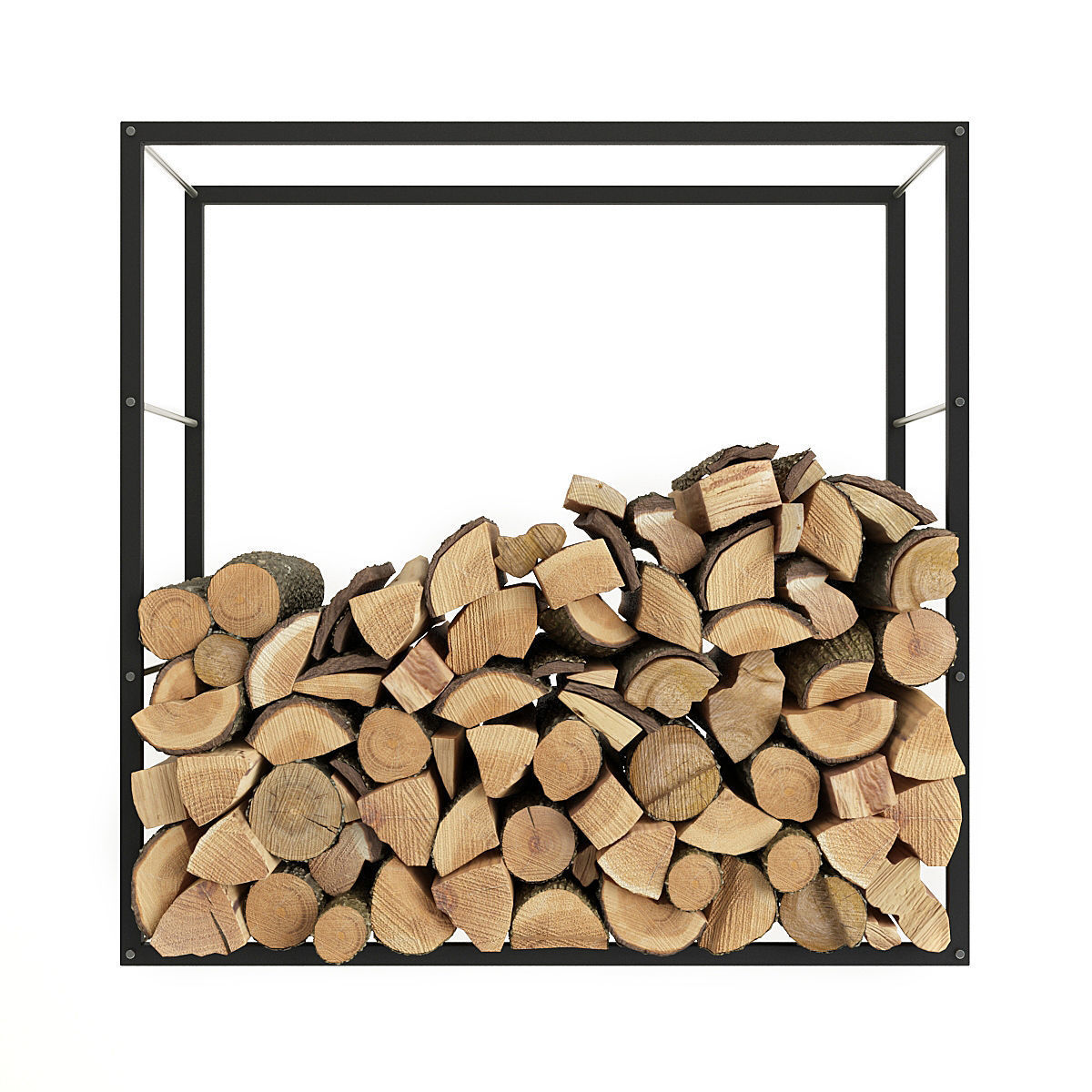 Firewood rack with logs in it 3D model_4