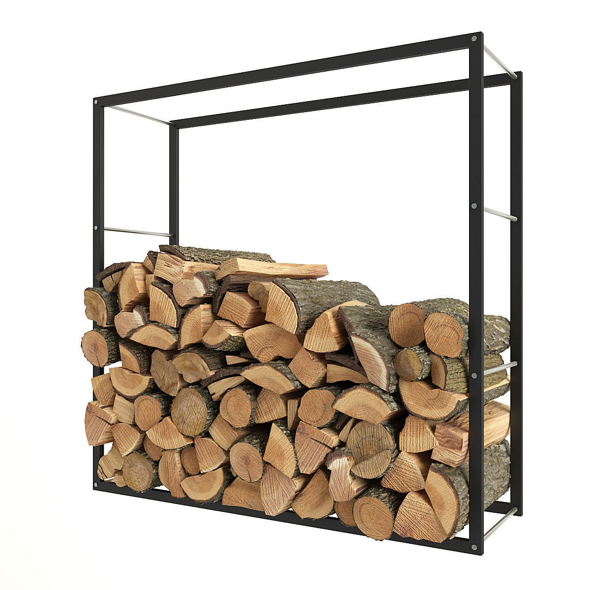 Firewood rack with logs in it 3D model_9