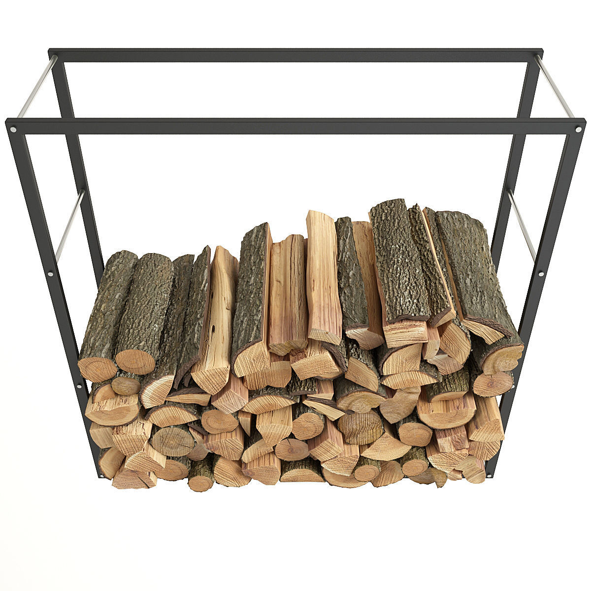 Firewood rack with logs in it 3D model_2