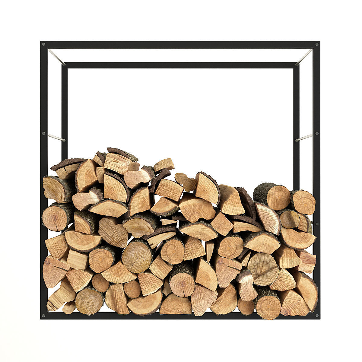 Firewood rack with logs in it 3D model_10