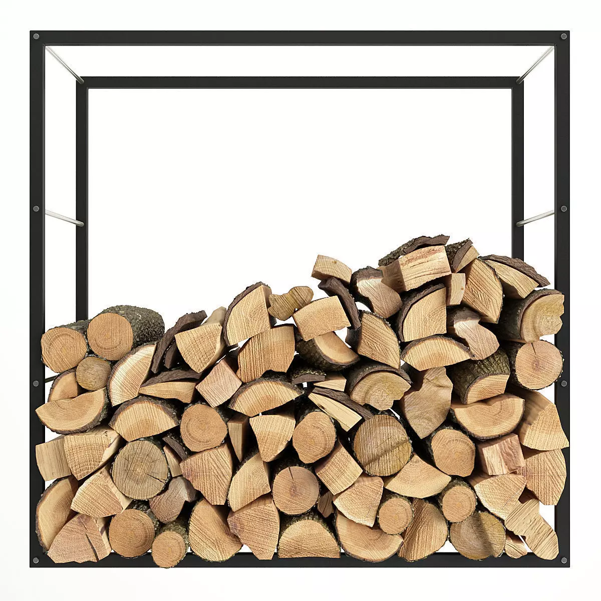 Firewood rack with logs in it 3D model_0