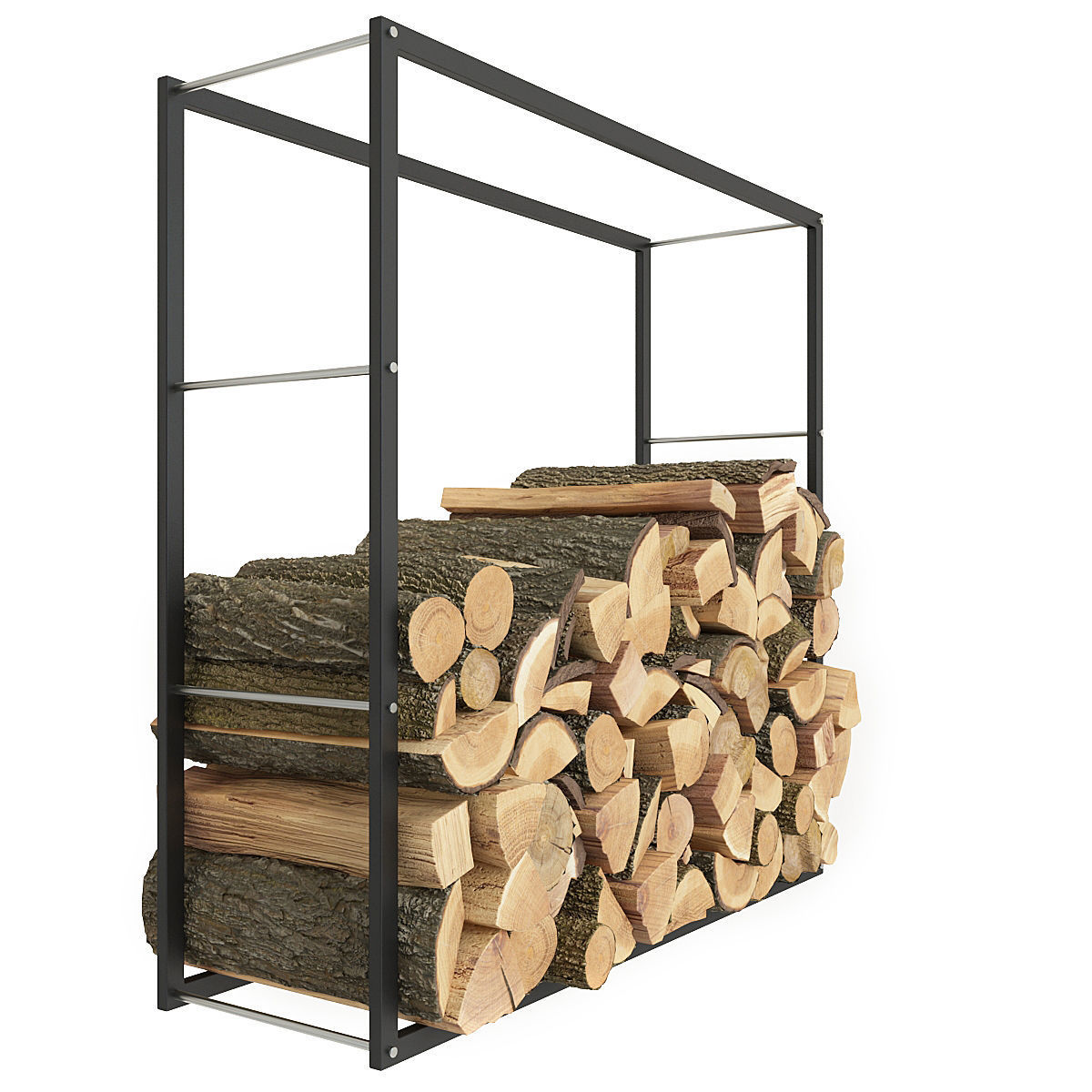 Firewood rack with logs in it 3D model_6