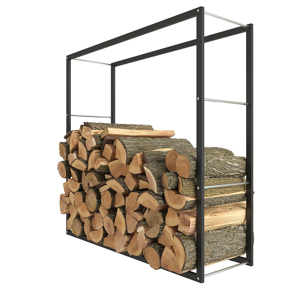 Firewood rack with logs in it 3D model_8